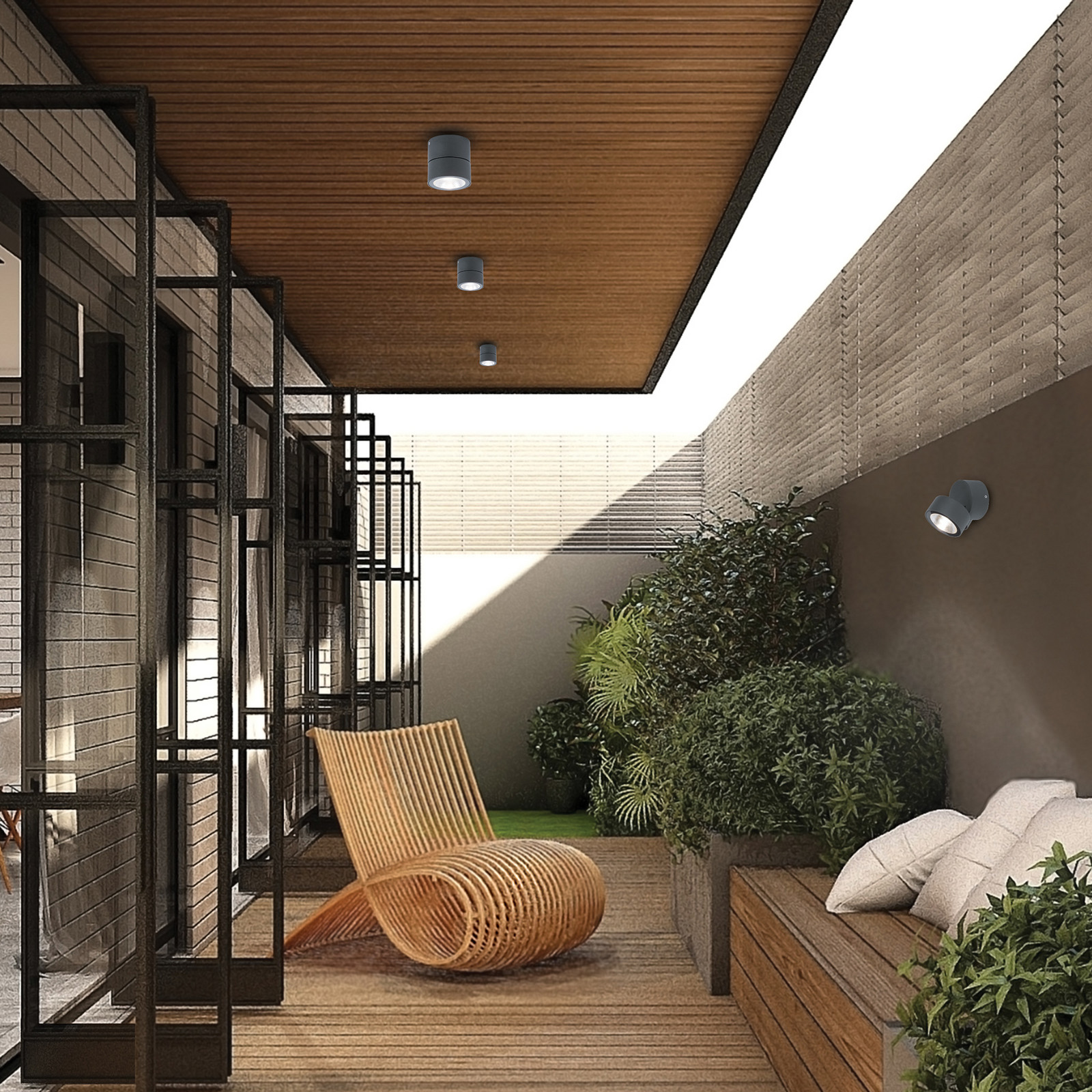 Viokef Cinza Escuro Spot Led Exterior Para Teto Andria, Ø 9 Cm, Metal