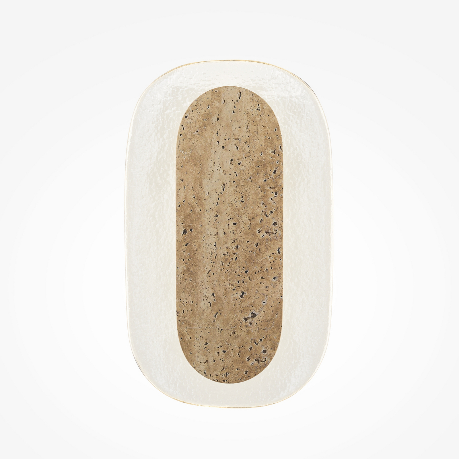 Tavo-LED-seinävalaisin, korkeus 30 cm, beige, kivi/lasi, 2700K