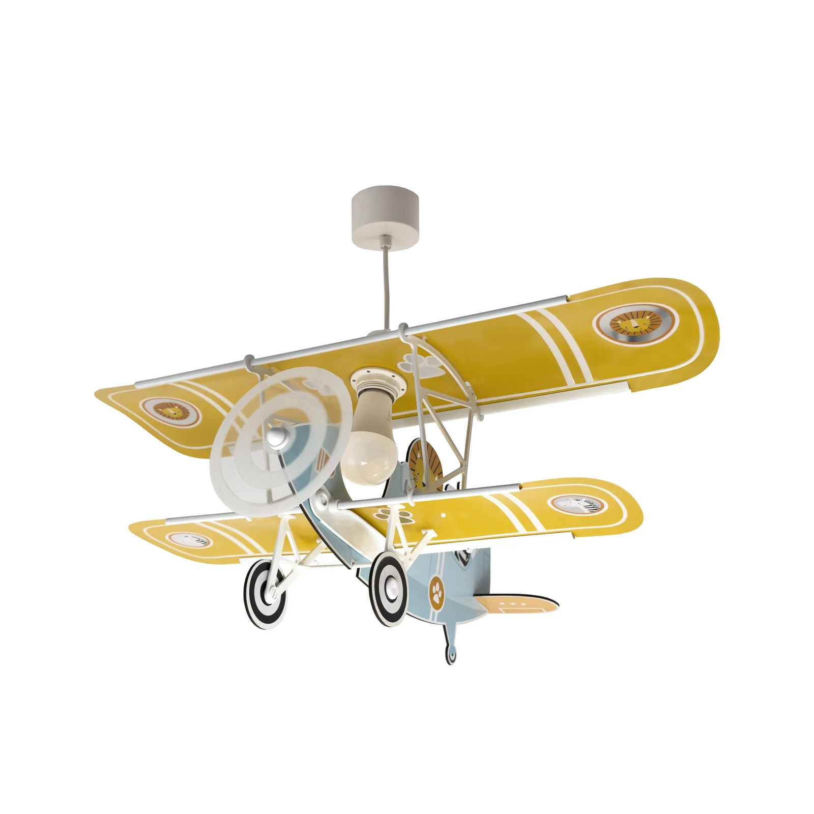 Lampada a sospensione Dalber Lion Plane, colorata, legno/plastica