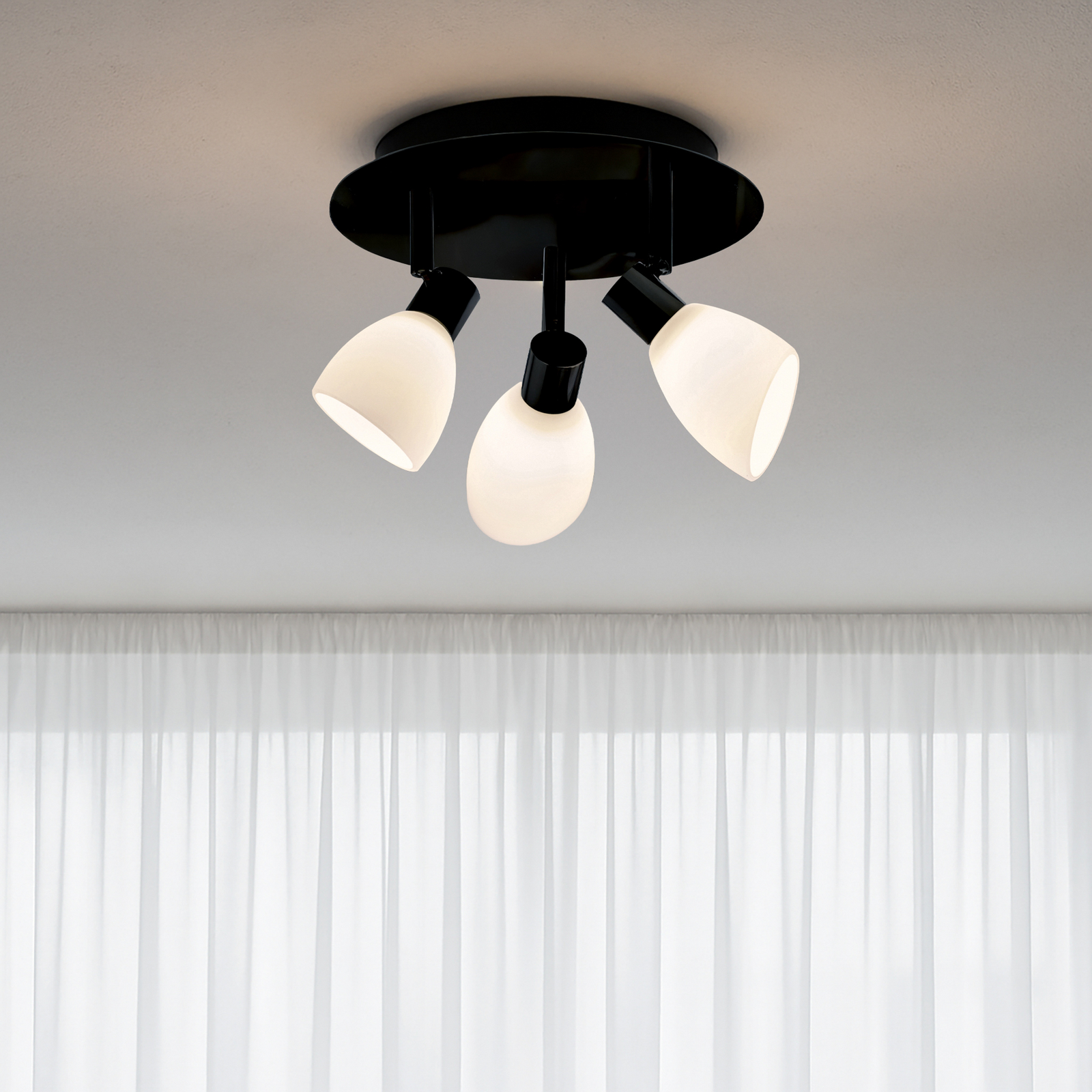 Cut 3 Plafonnier Round Black/Opal - Herstal