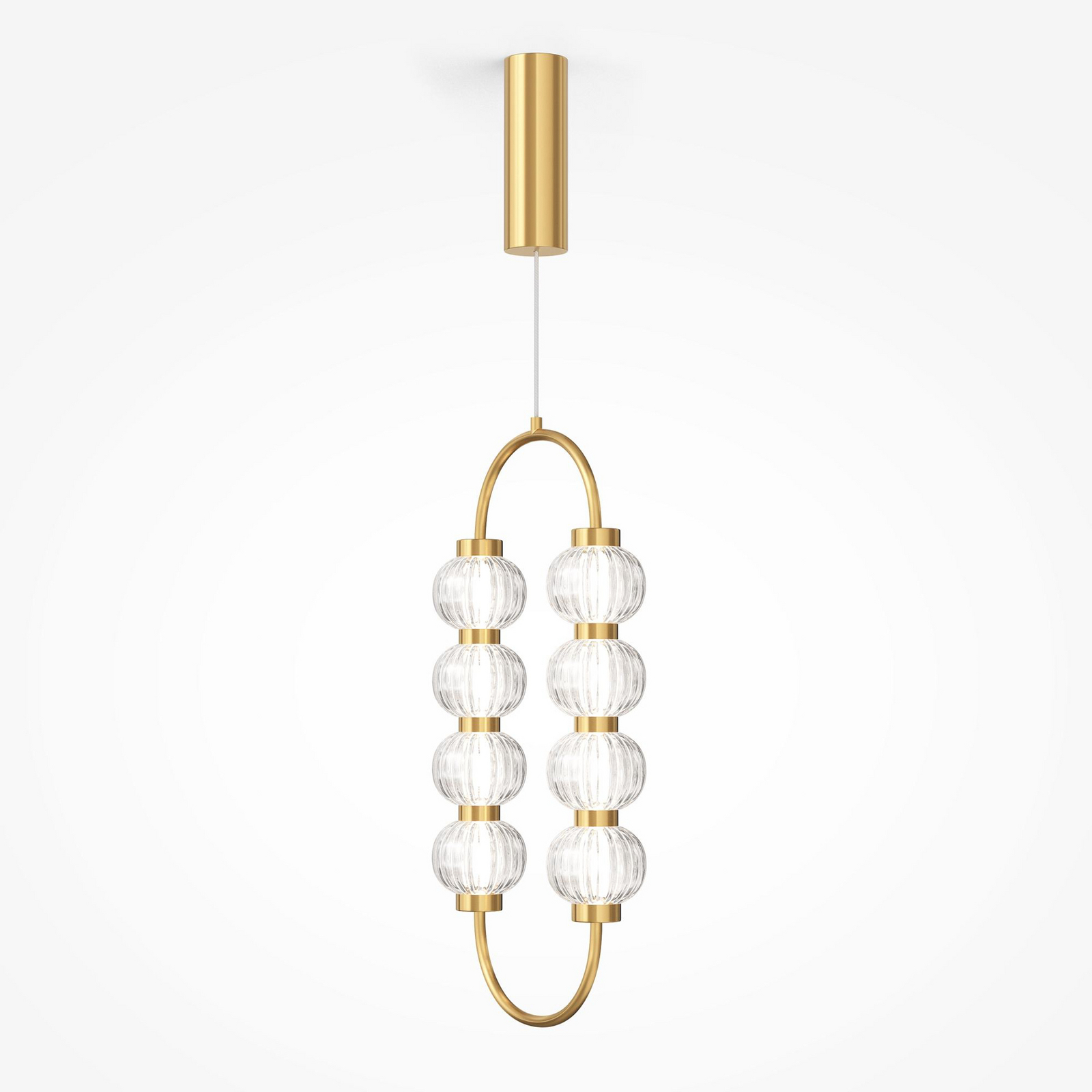 LED-hengelampe AMULET, 28 x 57 cm, gullfarget, metall/glass