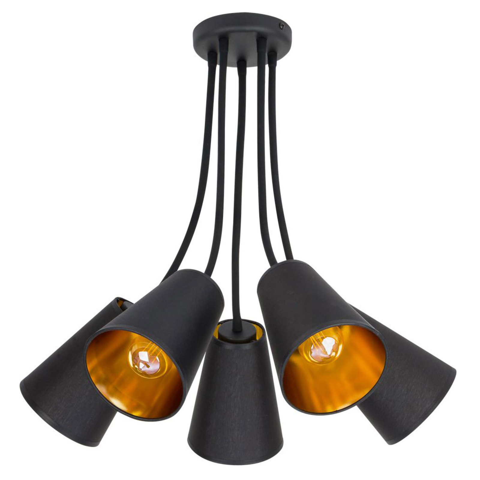 Wire taklampe, 5 lyskilder, svart/gull