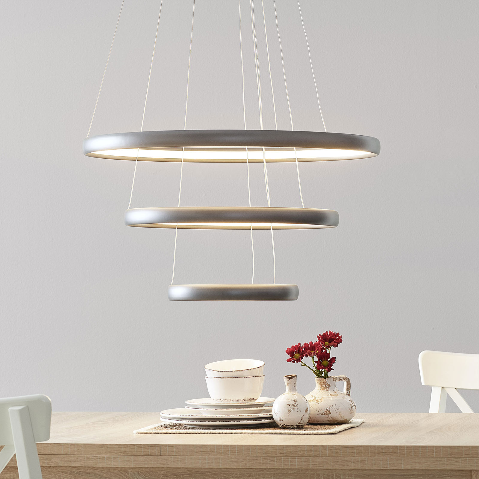 Aluminor Trinity lampă suspendată LED din aluminiu argint - Camera de zi / sufragerie - modern - argintiu - Metal