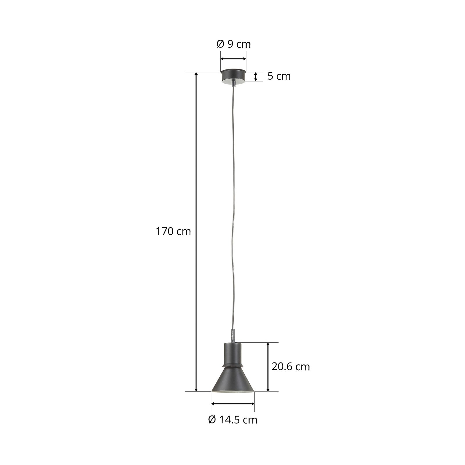 Anglepoise Type 80 lámpara colgante, negro mate