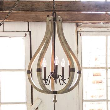 Wood and steel chandelier Middlefield, 5-light