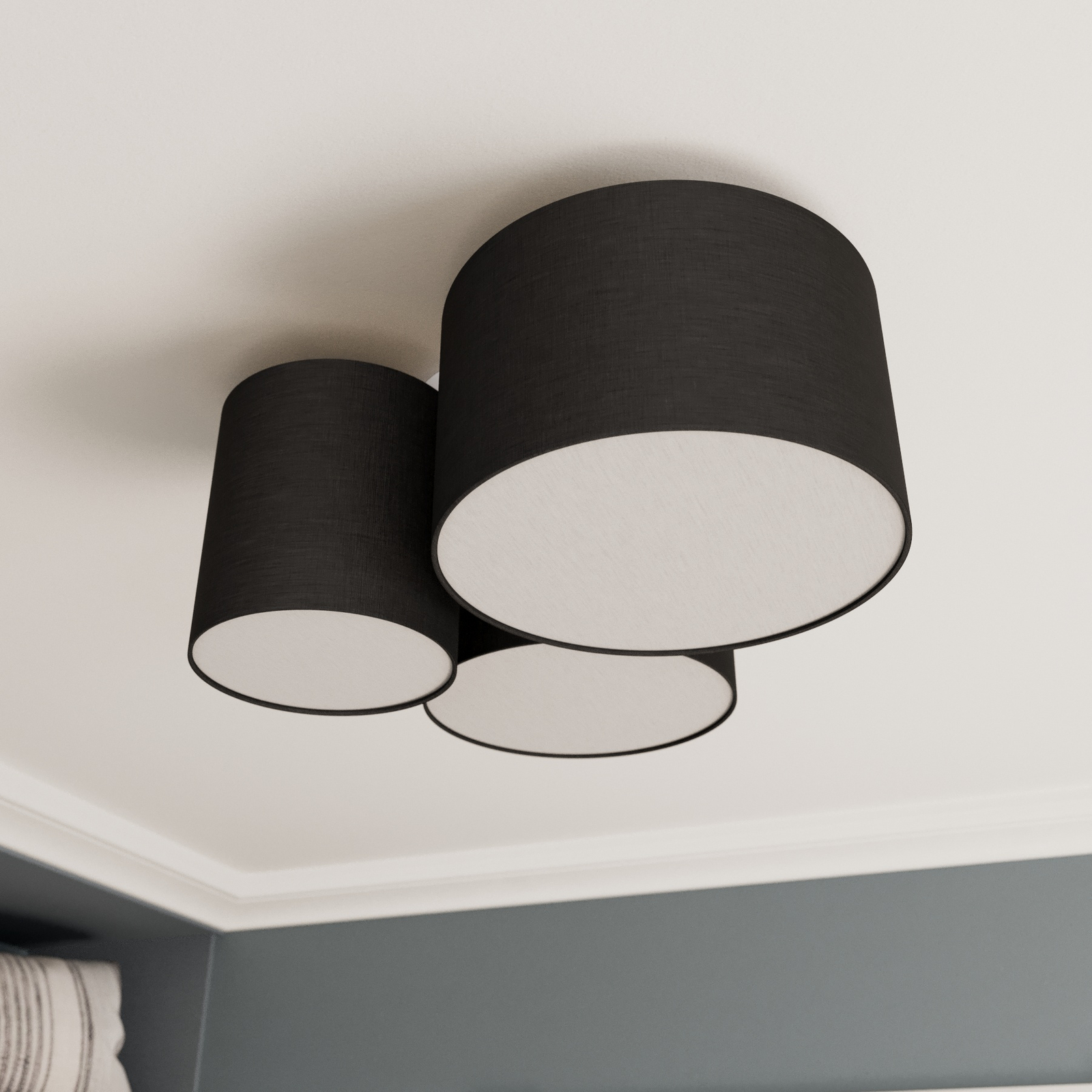 Lindby Laurenz ceiling lamp, 3-bulb, grey