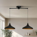 Hängeleuchte Claus, schwarz, Länge 85 cm, 2-flammig, Metall