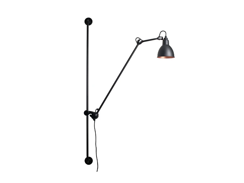 Lampe Gras – 214 Vägglampa Round Svart/Svart/Koppar