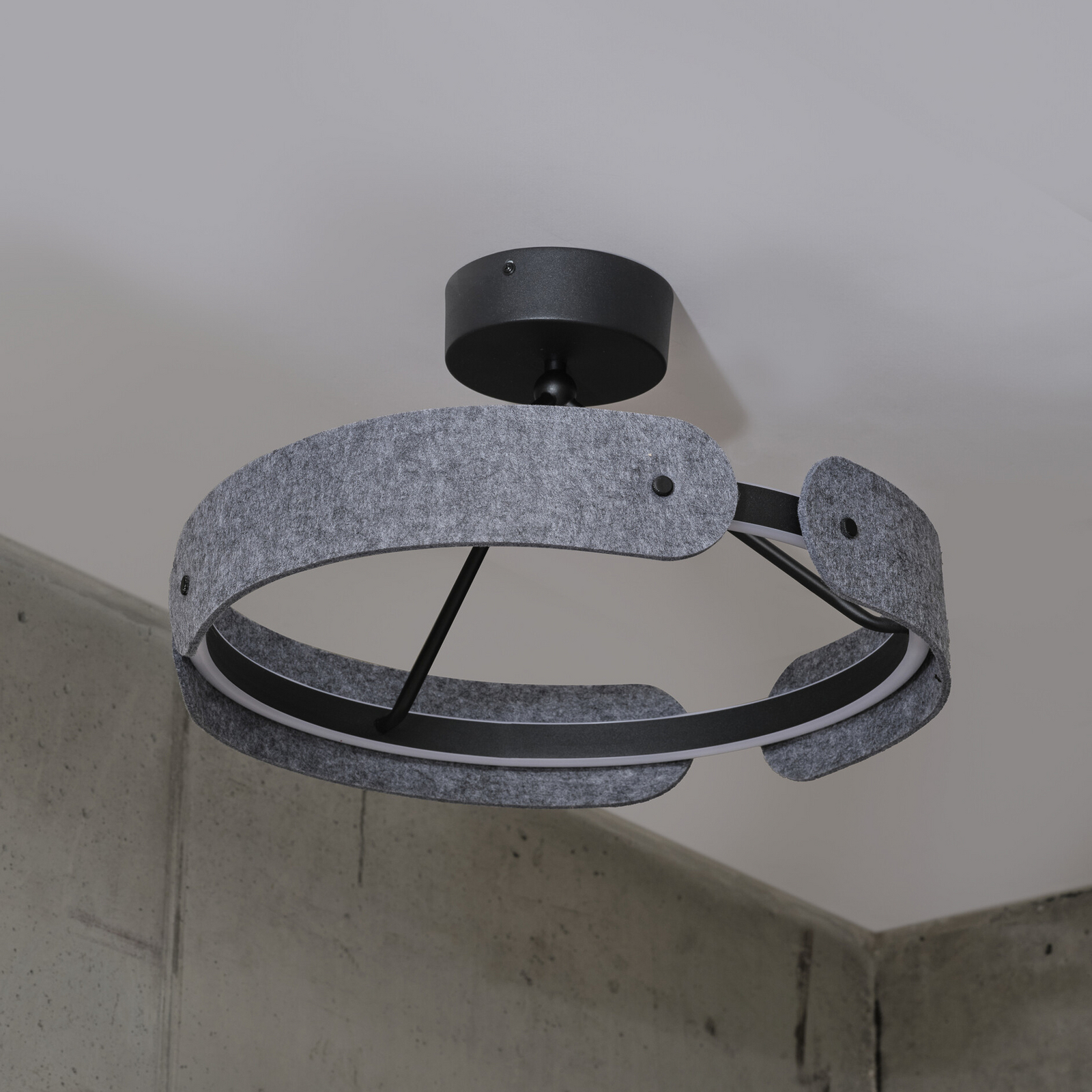 Plafonnier LED OSRAM Decor Curve Felt, gris, feutre, 3 000 K