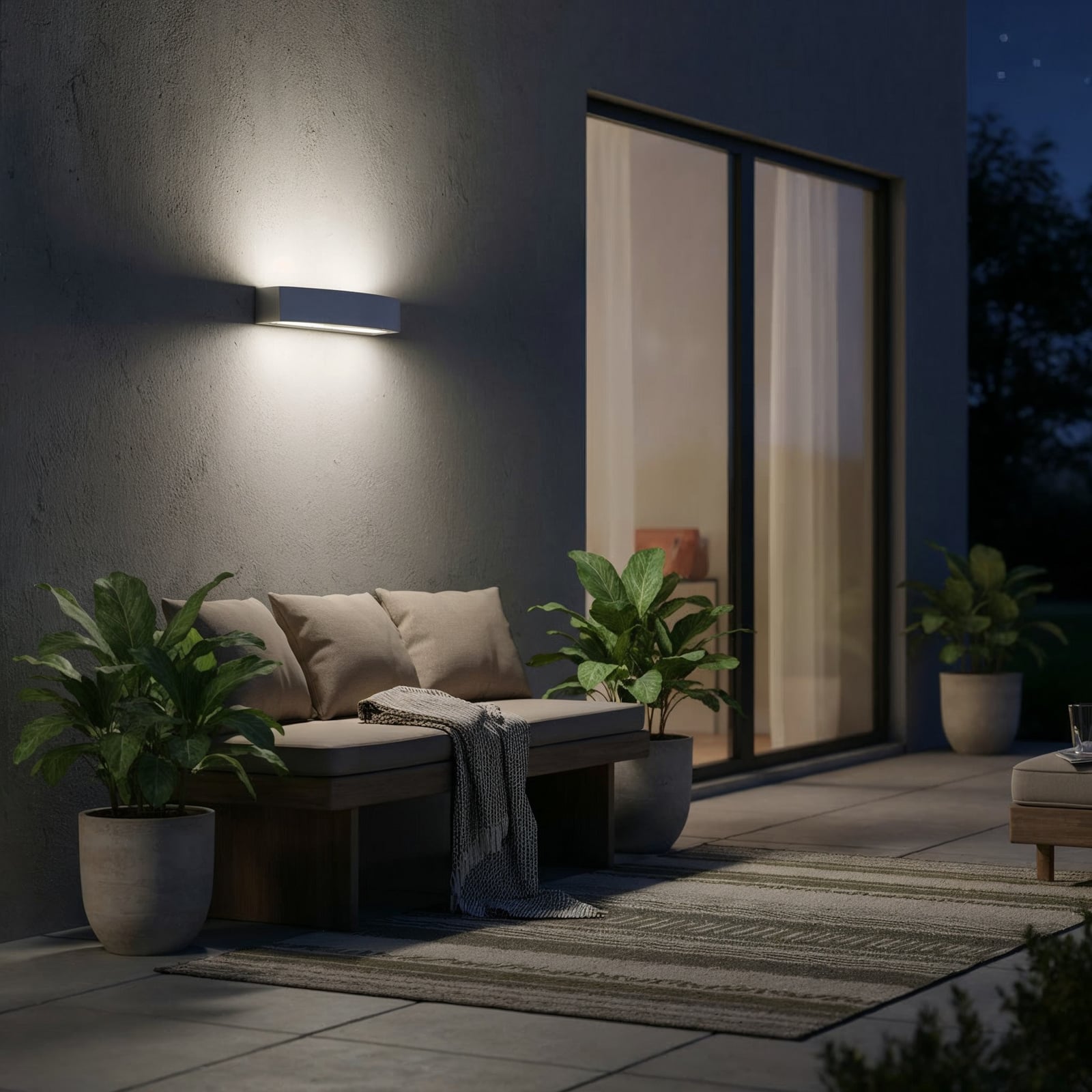 Ideal Lux Außenwandlampe Andromeda, grau, Breite 45 cm, E27