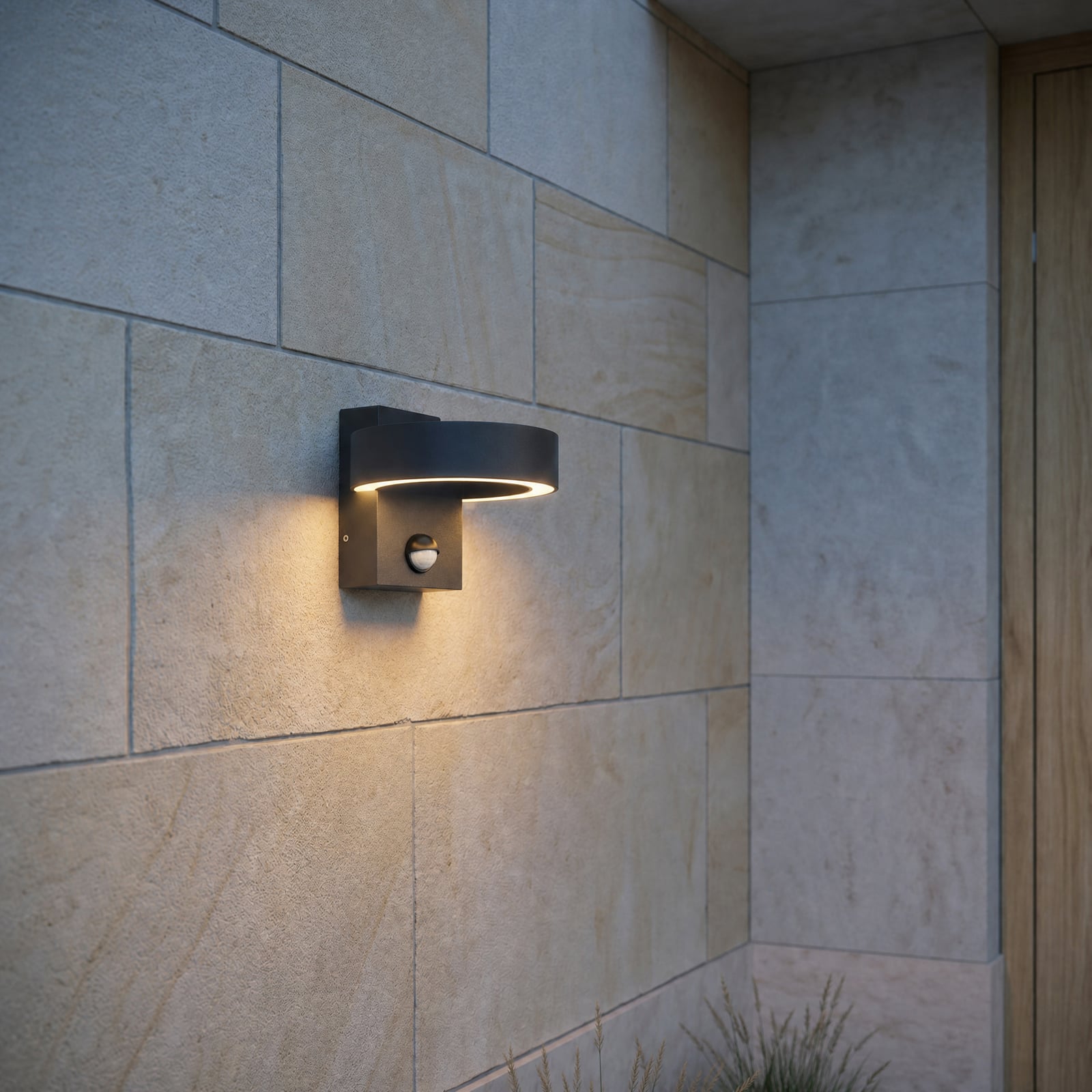 Applique d'extérieur LED, détecteur de mouvement, noir, CCT, métal, IP65 - Applique d'extérieur LED, détecteur de mouvement, noir, CCT, métal, IP65 -