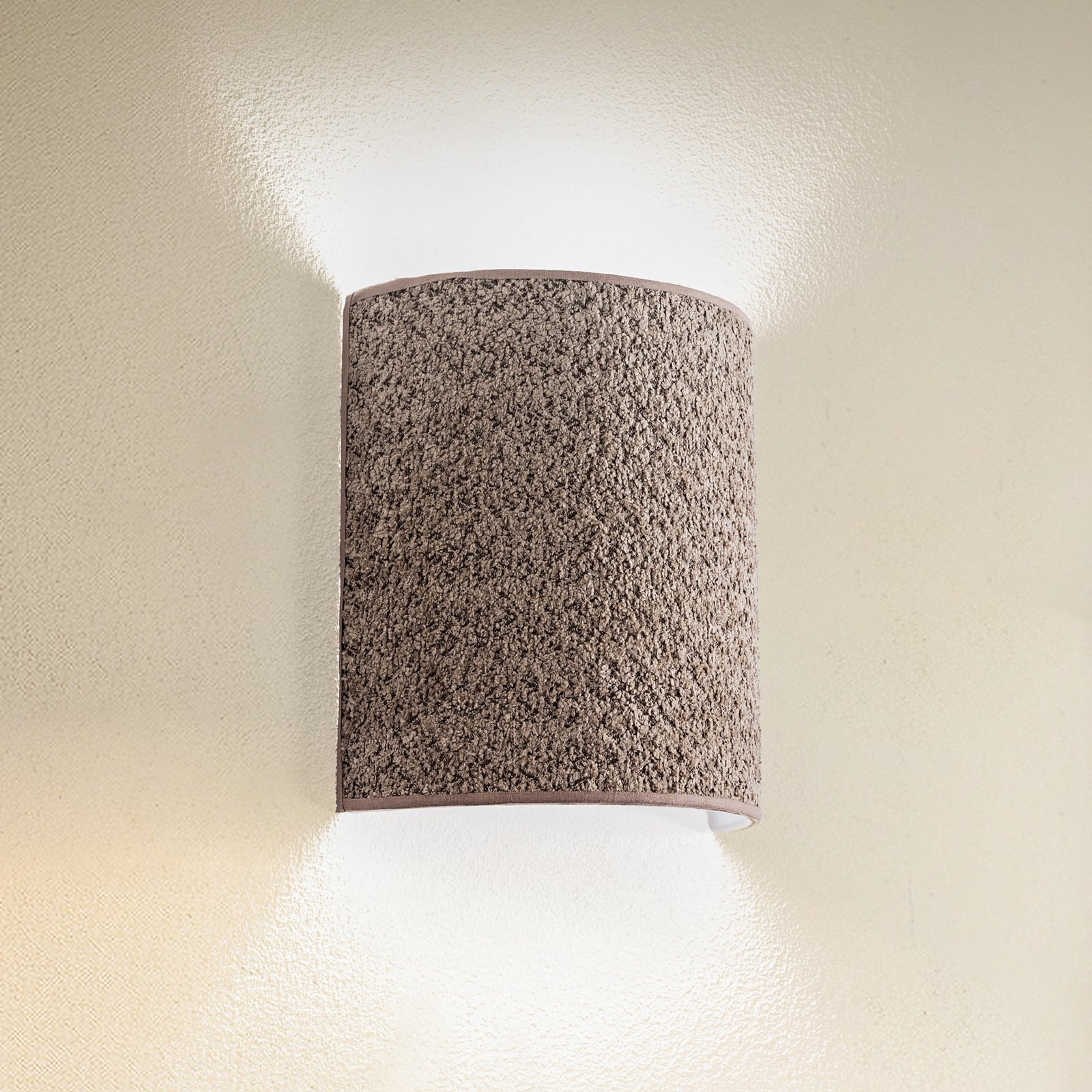 Bouclé wall light made of fabric, cappuccino