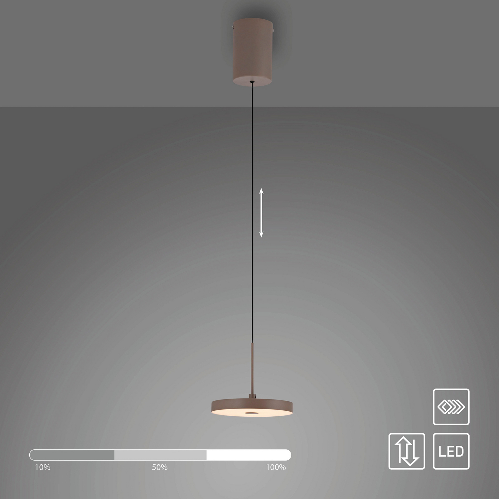 JUST LIGHT. LED hanglamp Plata, zandkleurig, 1-lamp, 3.000 K