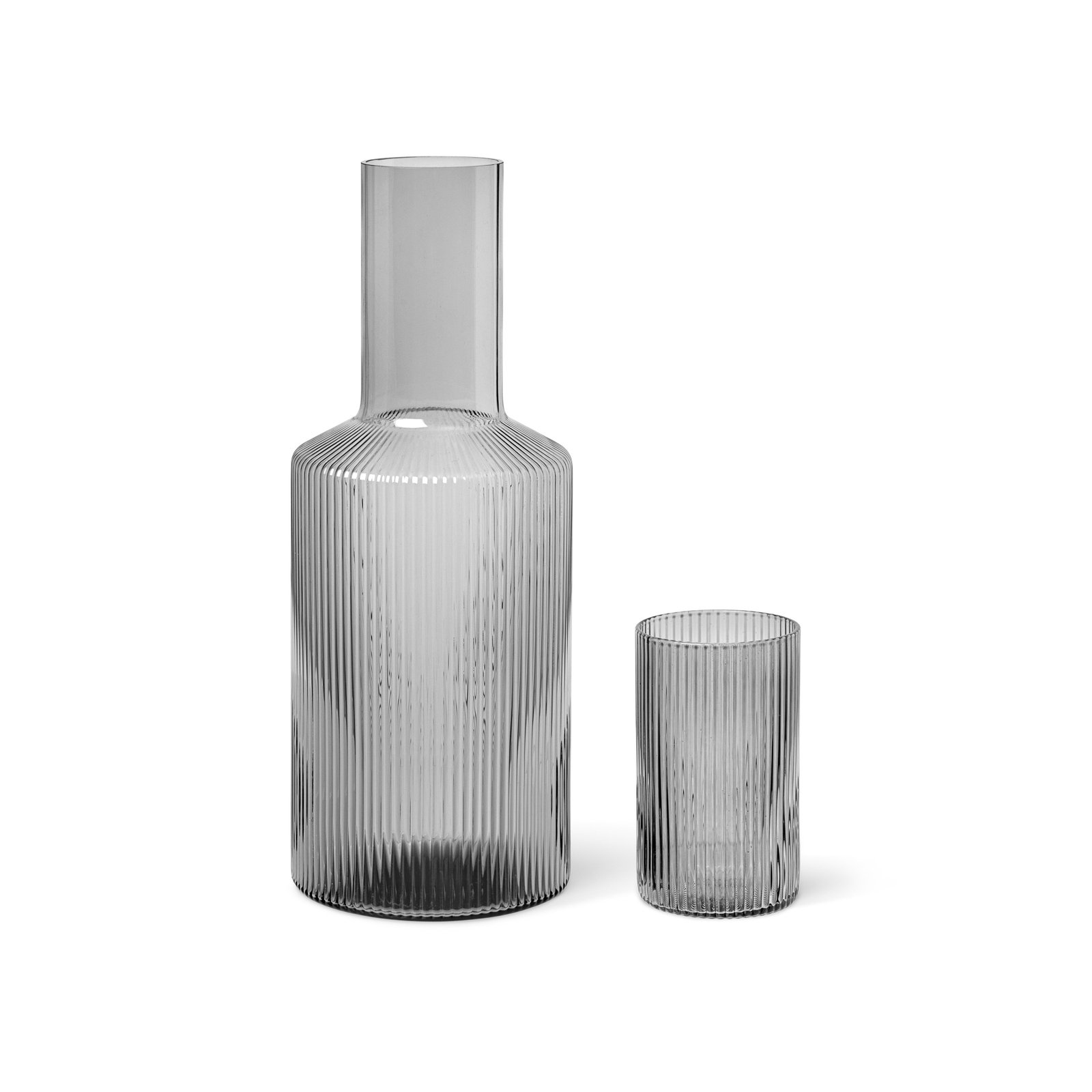 ferm LIVING Carafe Ripple, gris, 1 L, verre, soufflé à la bouche