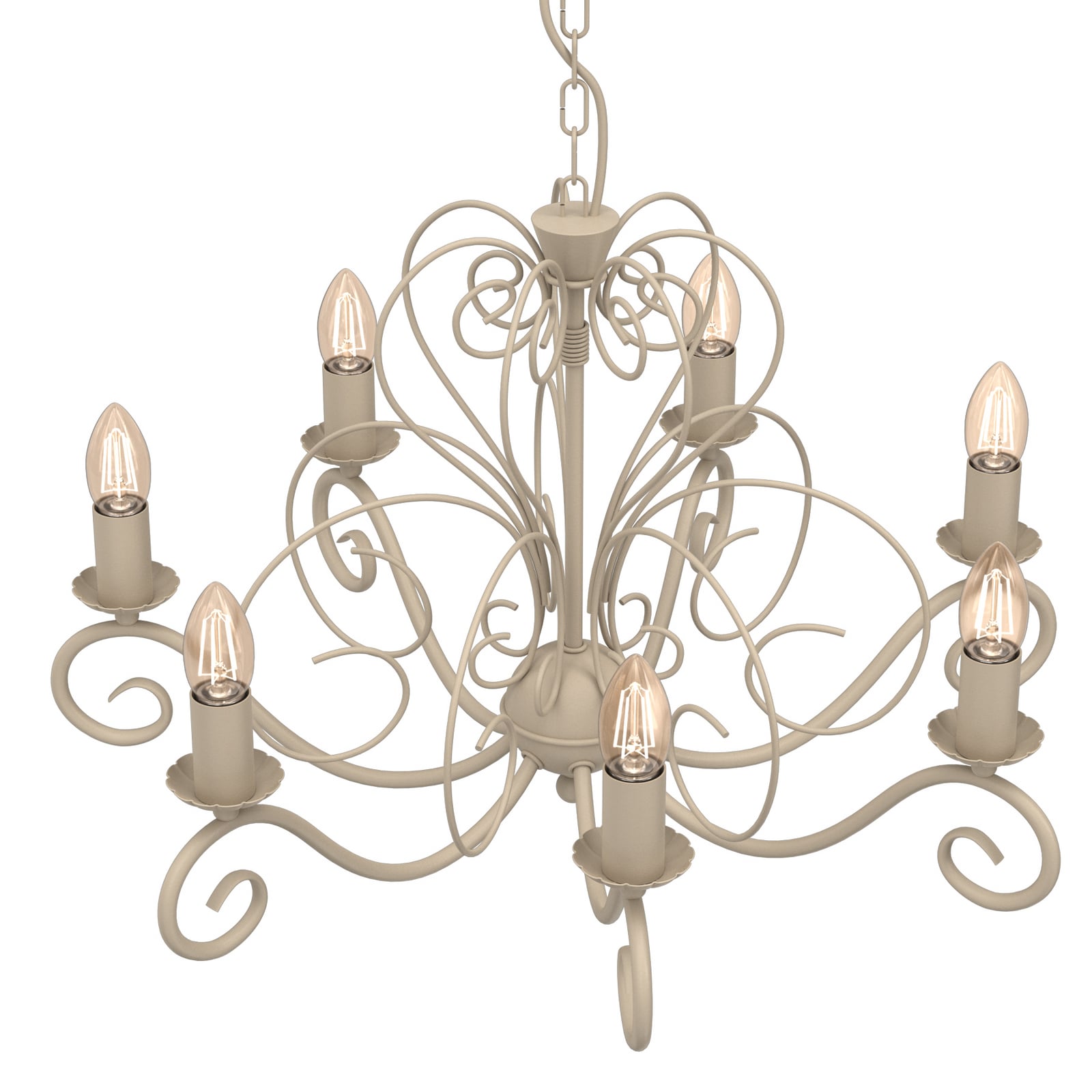 Mauro chandelier, beige, 7-bulb, Ø 62 cm, metal, E14 Mauro chandelier, beige, 7-bulb, Ø 62 cm, metal, E14