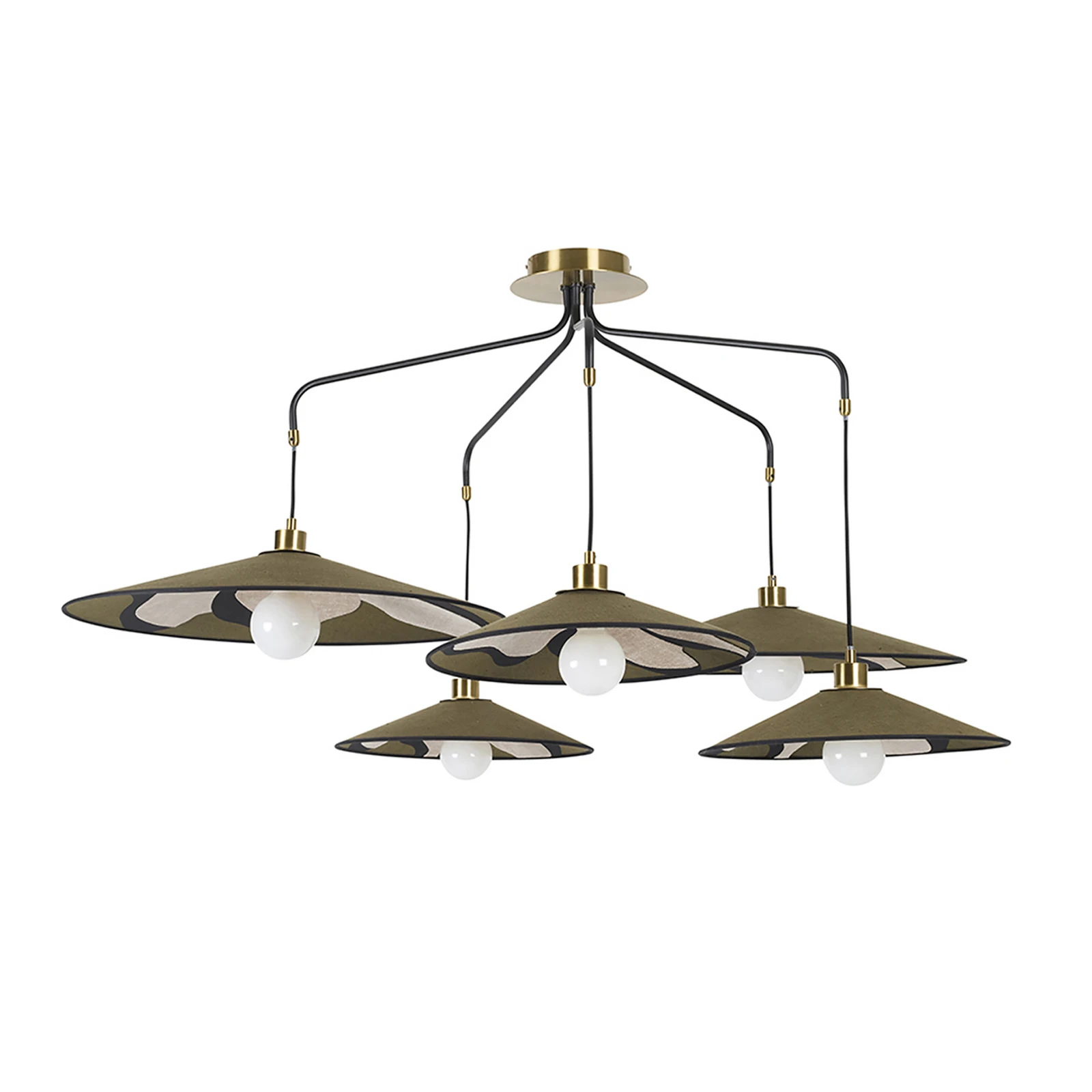 MARKET SET Hängelampe Sonia Laudet, khaki, 5-flammig, E27