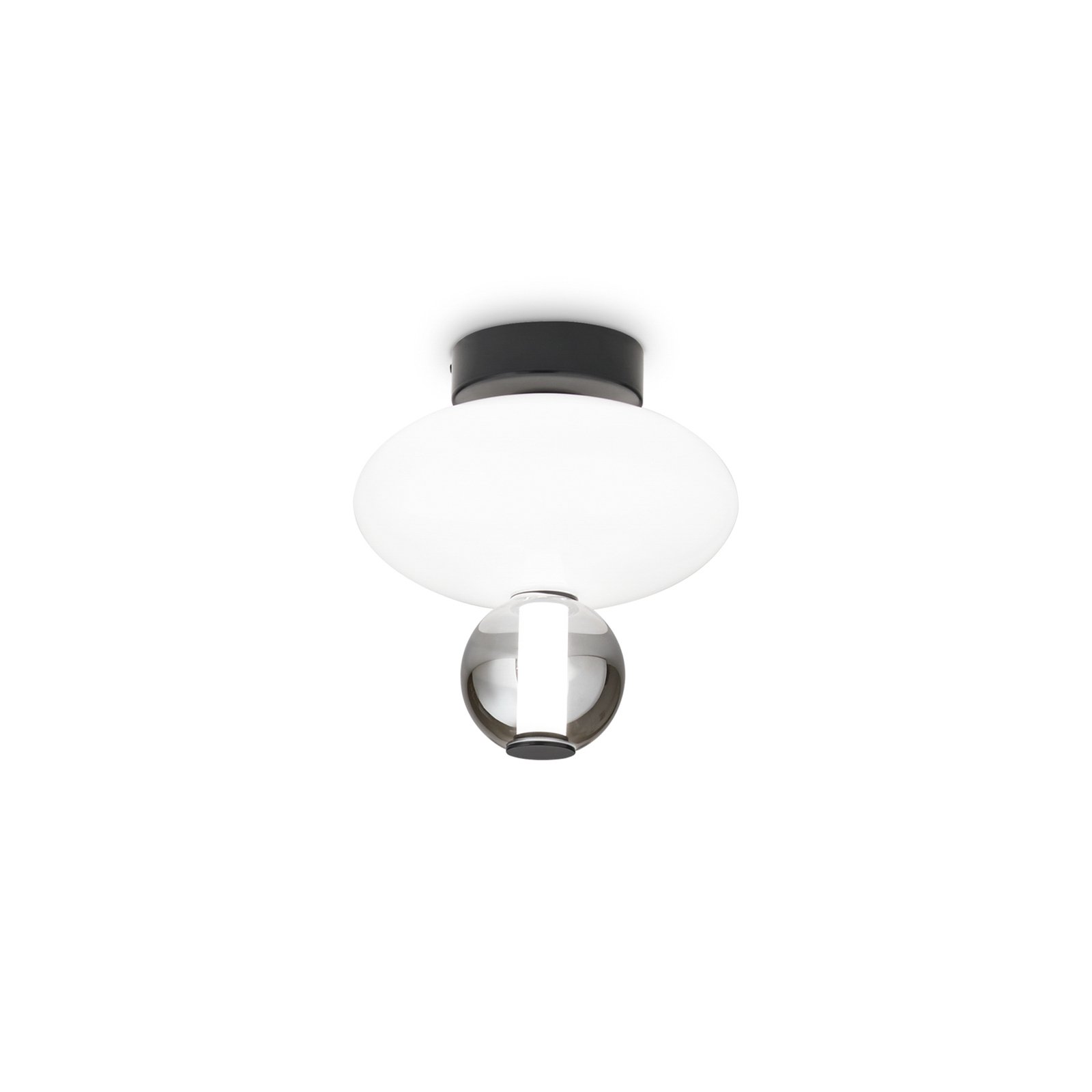 Candeeiro de teto LED Ideal Lux Lumiere-2, vidro opalino/cinzento, preto