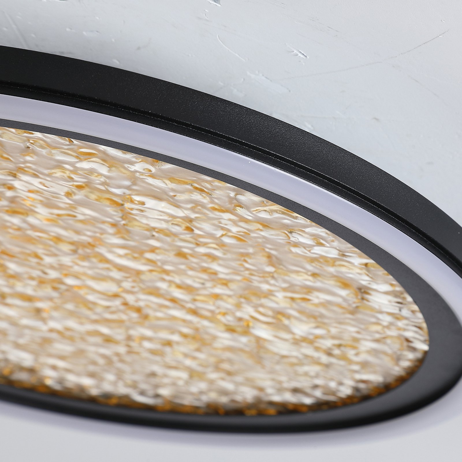 LED-Deckenlampe Luna, Ø 30 cm, schwarz/goldfarben, Metall