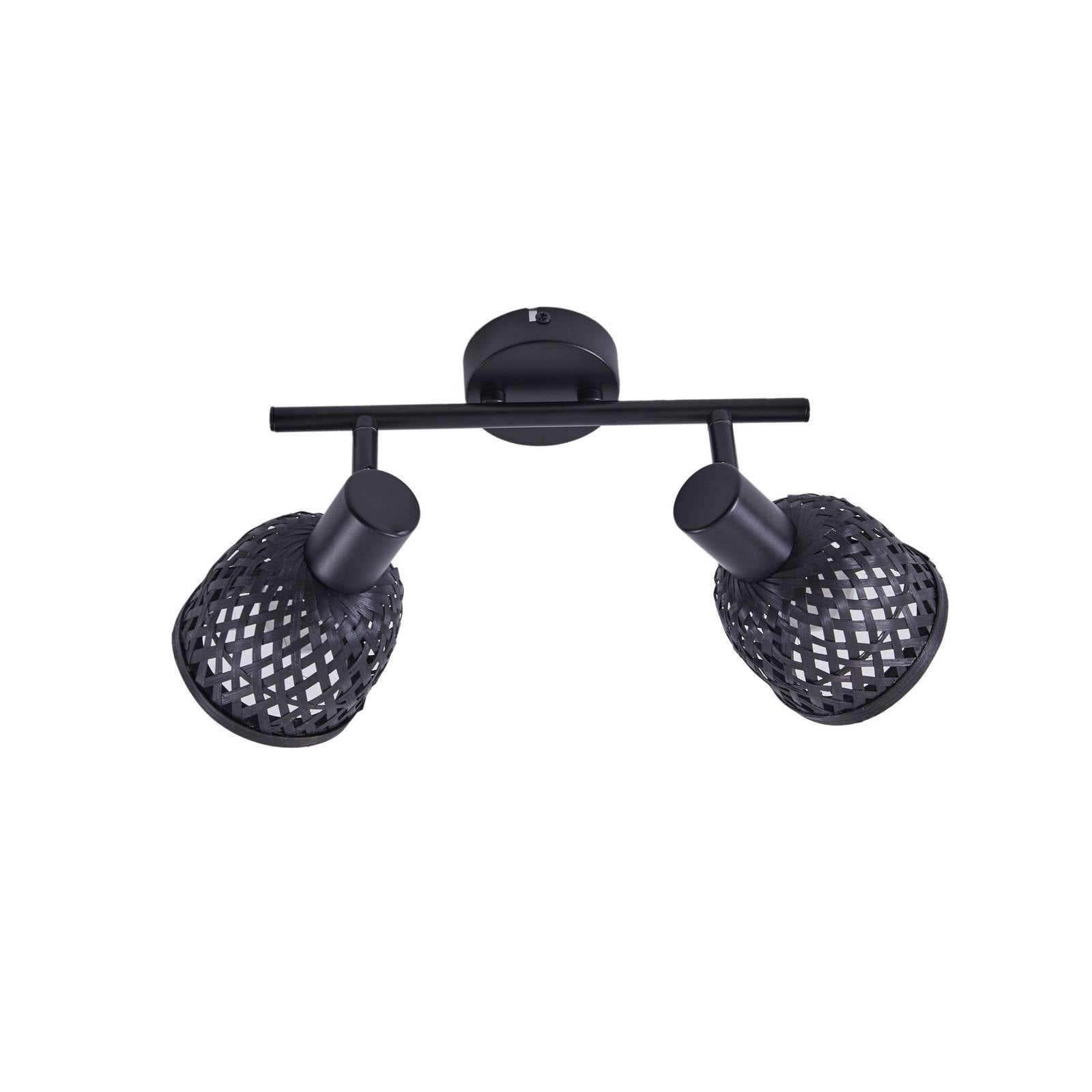 Lindby Deckenleuchte Eskil, 2-flg., schwarz, Bambus, Ø 10 cm