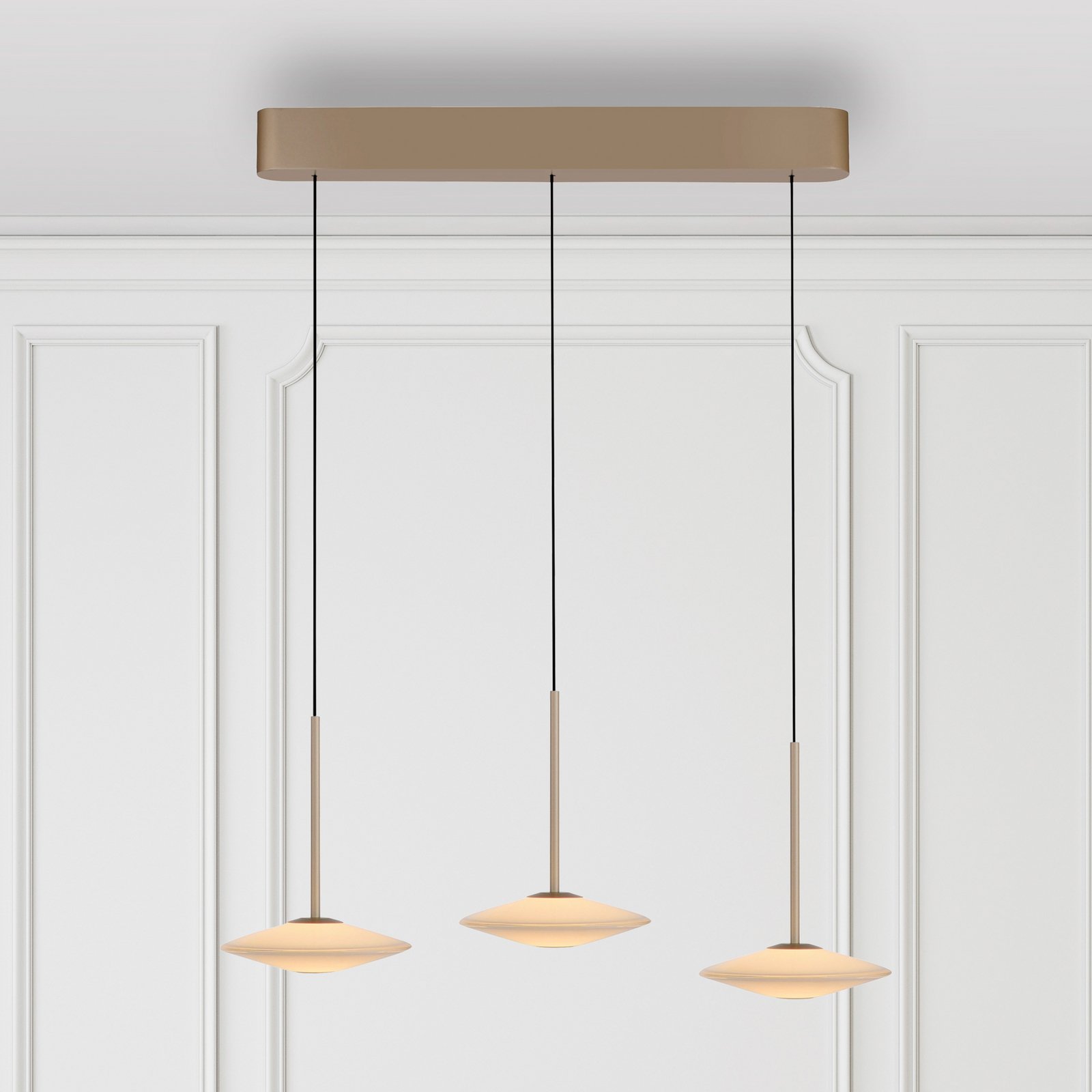 Paul Neuhaus LED-Pendelleuchte Elipsa, 3-flg., weiß/bronze
