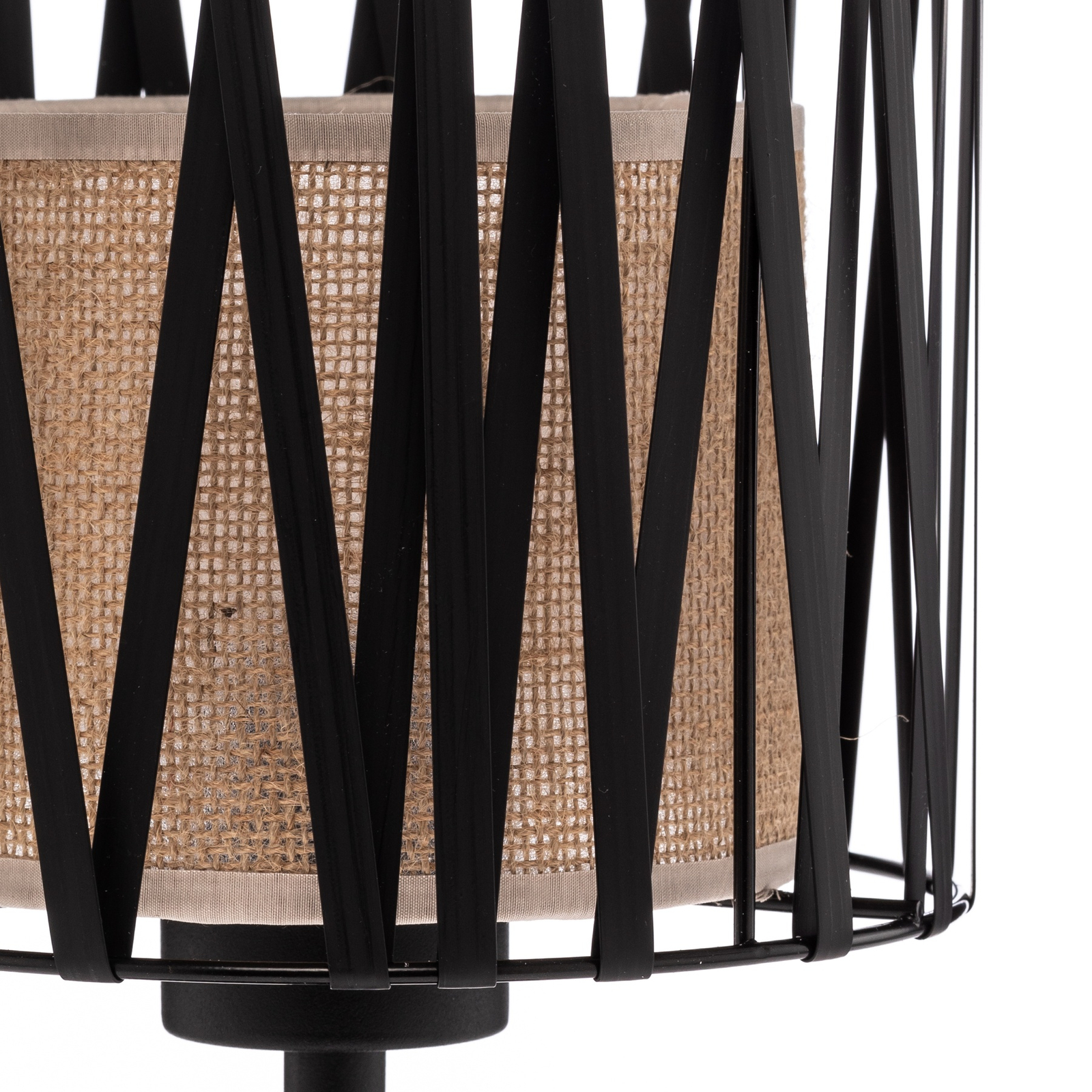 Stolna lampa Harmony, crna, prirodna juta, visina 37 cm