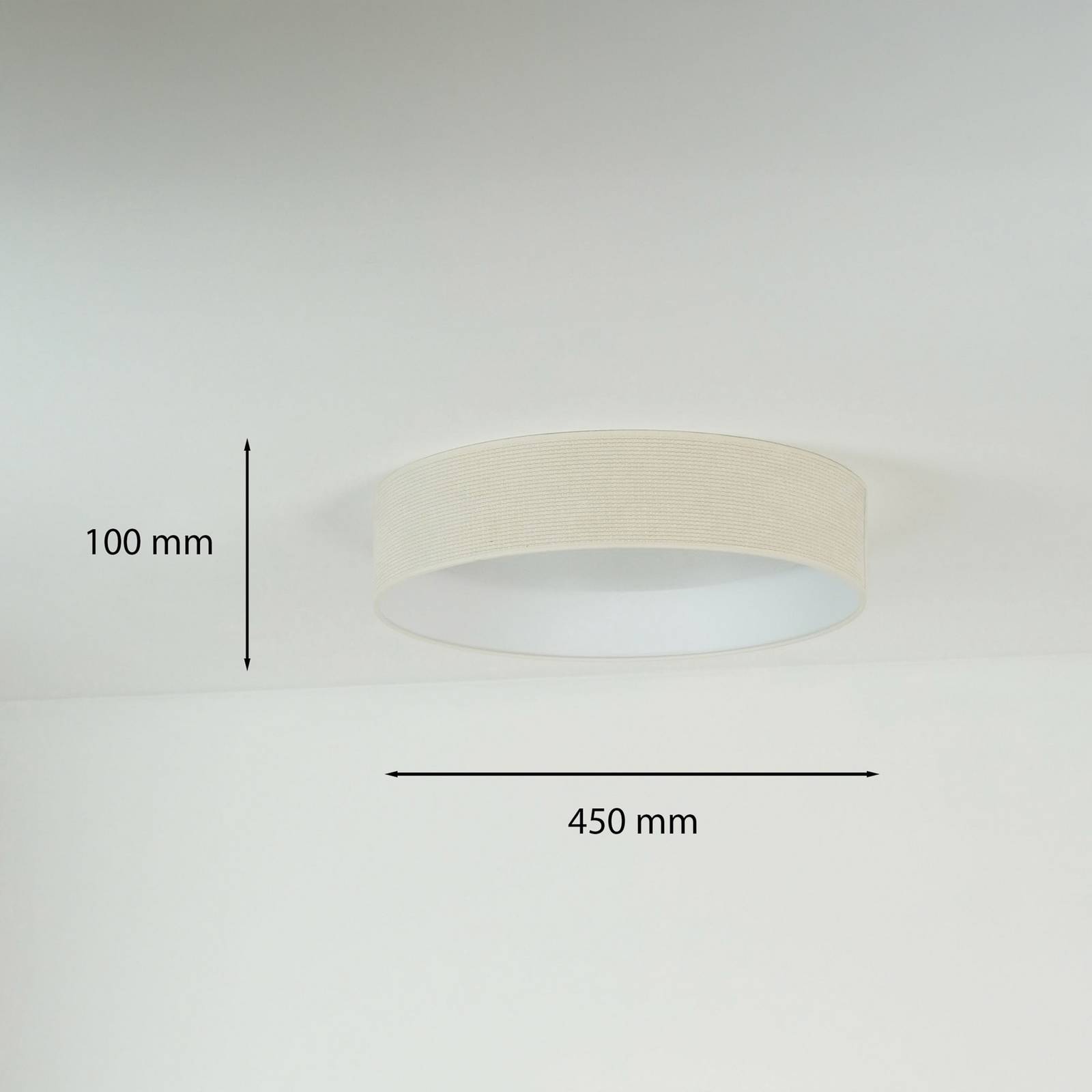 Lampa sufitowa LED Plafon, biały, tkanina, Ø 45 cm, ściemniany 3-stopniowo