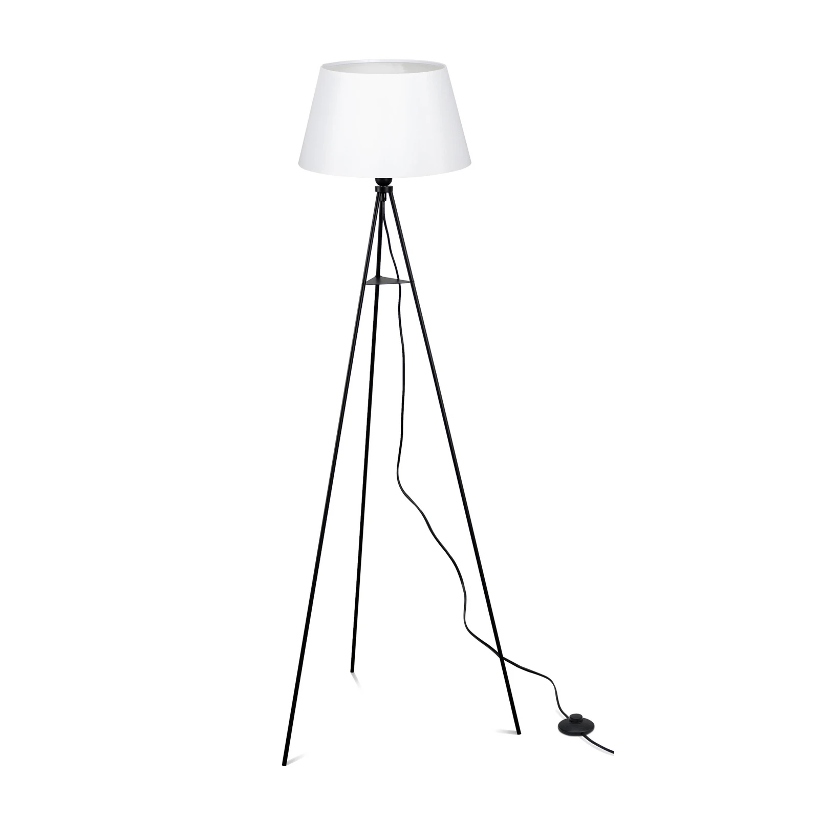 ELC Elsika Tripod-Stehleuchte, Stoffschirm, weiß