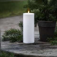 LED sviečka Flamme Rak 27,5 cm biela plastová na batérie