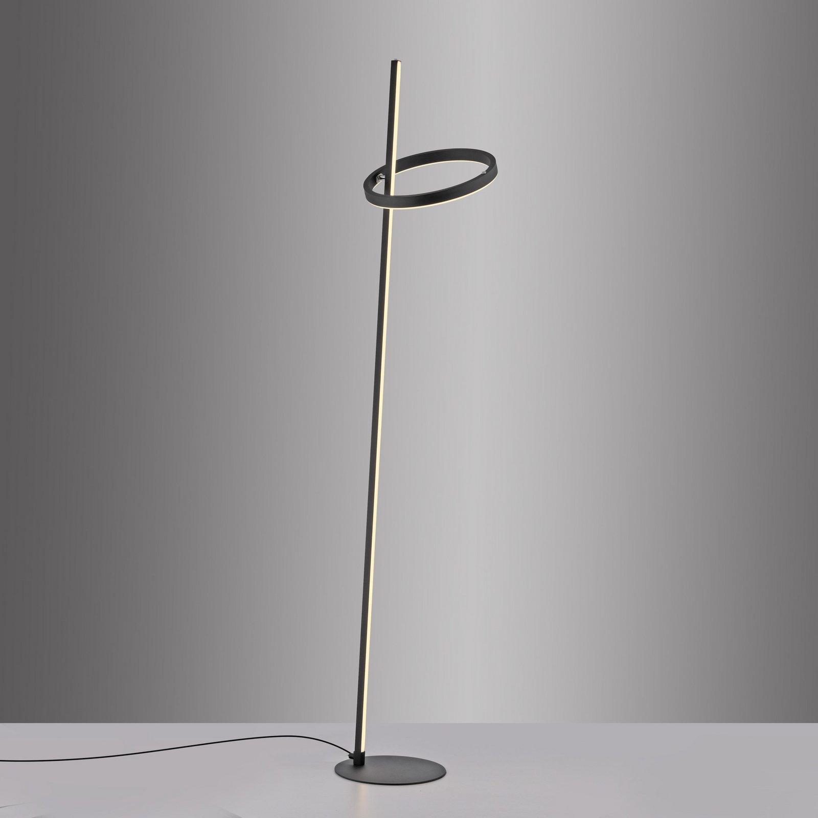 JUST LIGHT. LED vloerlamp Ritus zwart ijzer dimbaar 3.000 K