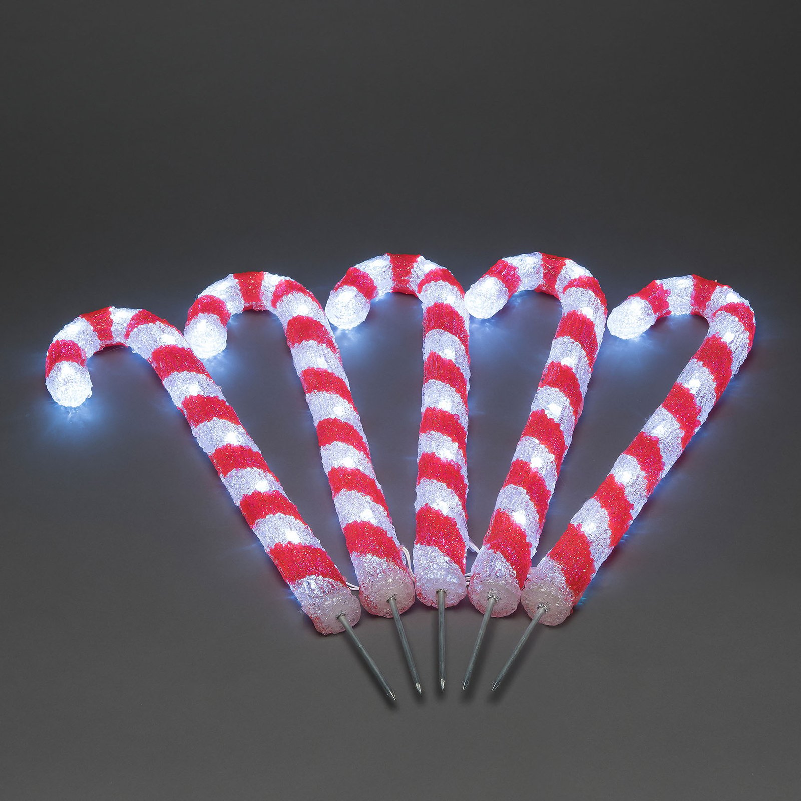 LED kültéri dekoráció cukornád készlet 5 darabból