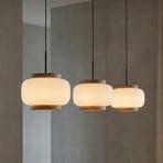 Suspension LED Quitani Shiro, à 3 lampes, bois/verre
