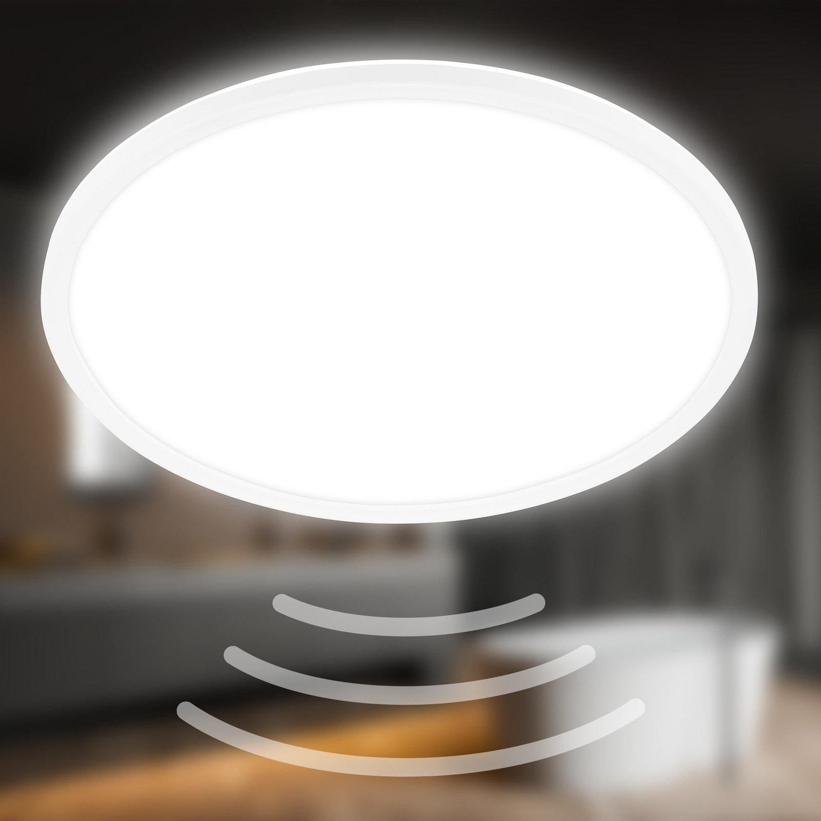 LED ceiling light Move, sensor, Ø 42 cm, IP44, white, 4000K