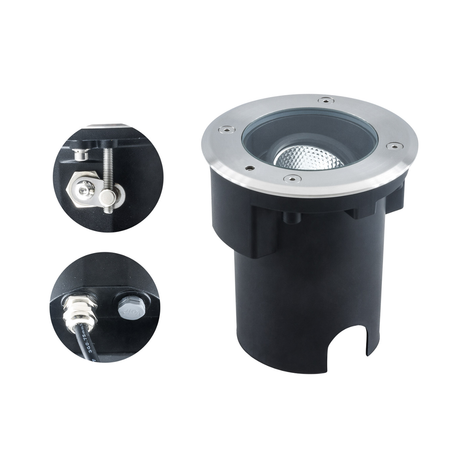 EVN Pentola LED recessed floor light stainless steel Ø13.5cm