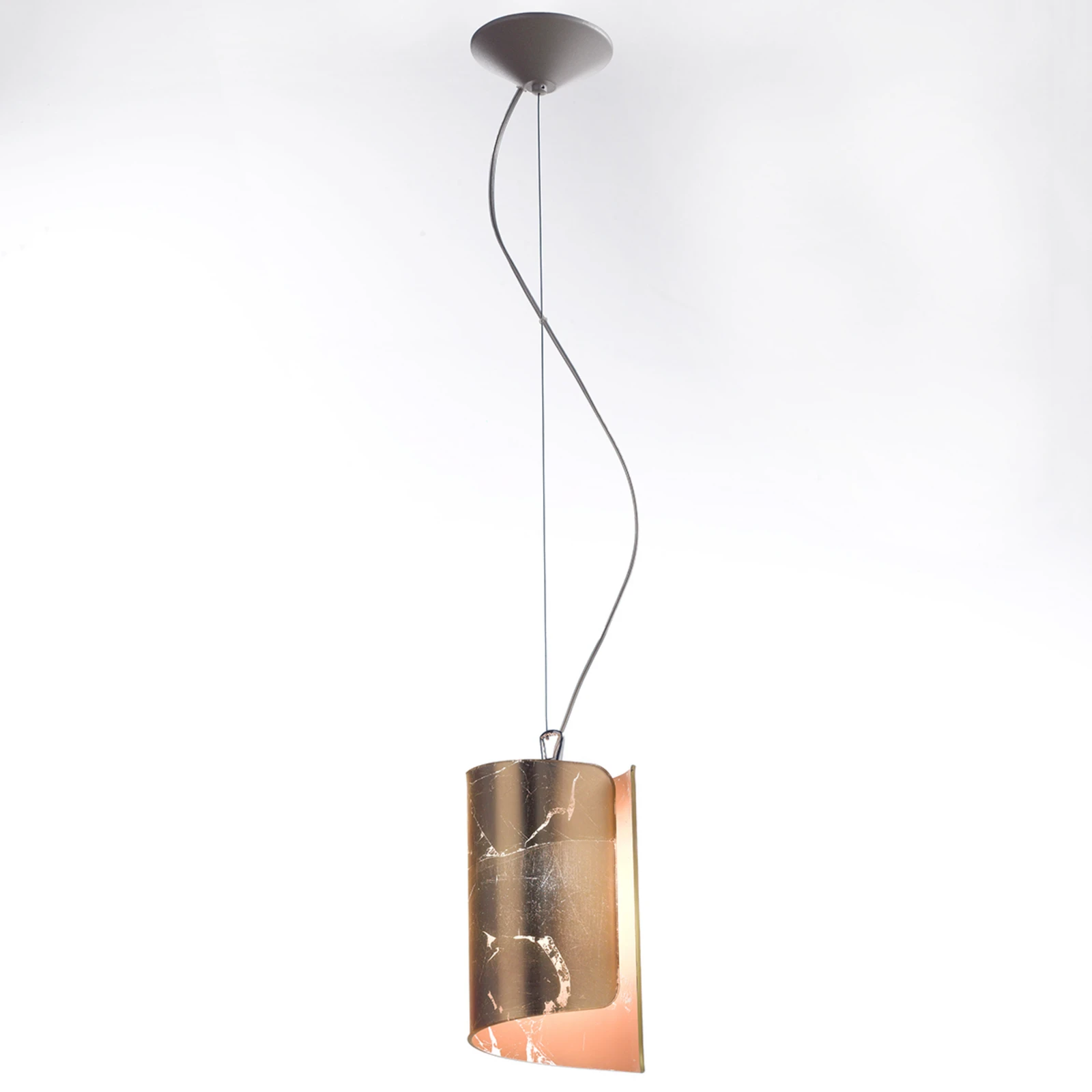 Suspension Papiro avec abat-jour en verre Ø 15 cm, or
