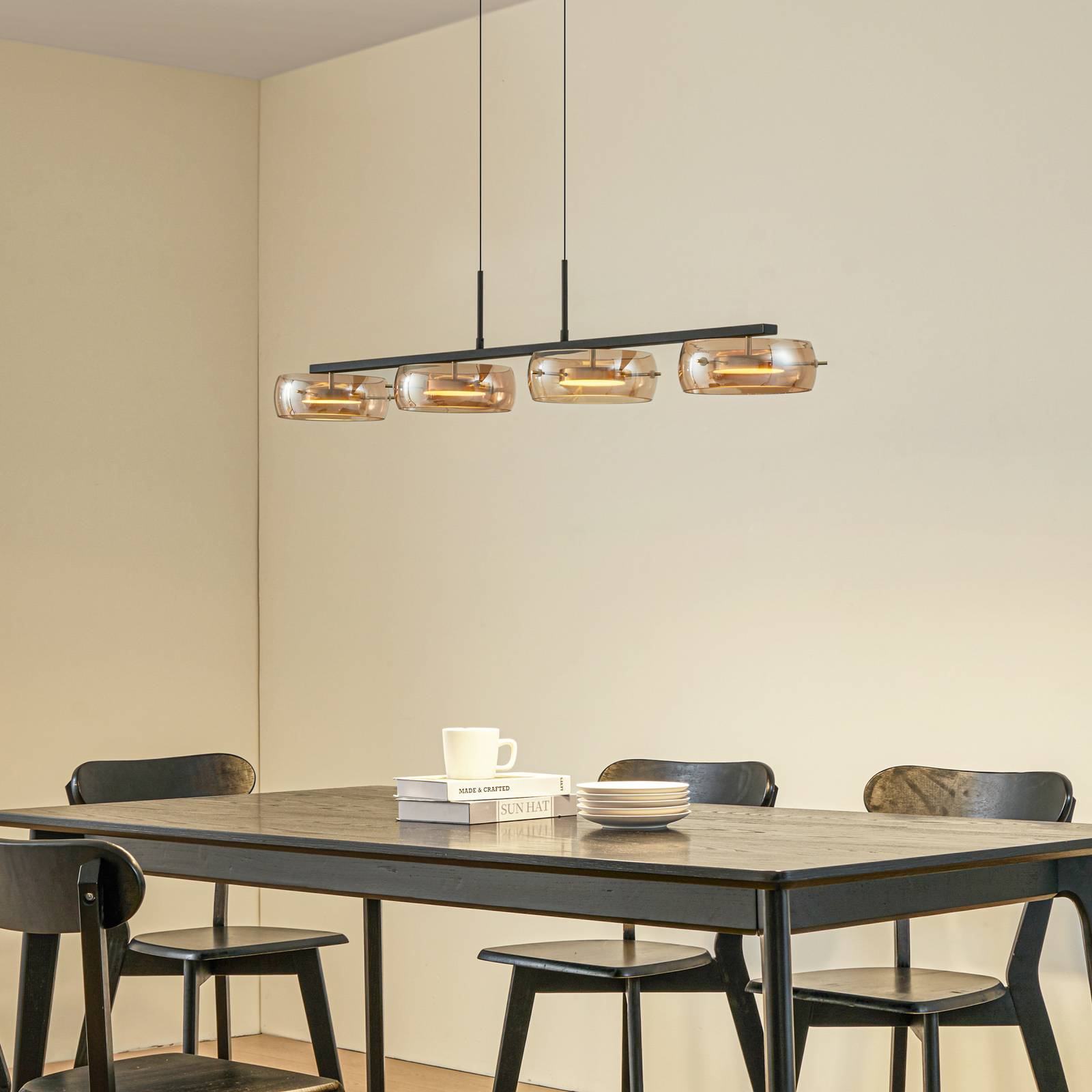 Lucande LED-Hängeleuchte Martis, amber, 4-flg., dimmbar günstig online kaufen