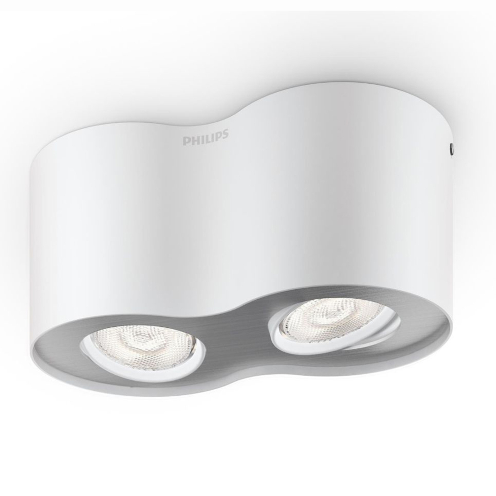 PHILIPS Two-bulb Phase LED spotlight in white, for Living / Dining Room, metal, 4.5 W, energy efficiency: A+, L: 19.2 cm, W: 10.2 cm, H: 8 cm