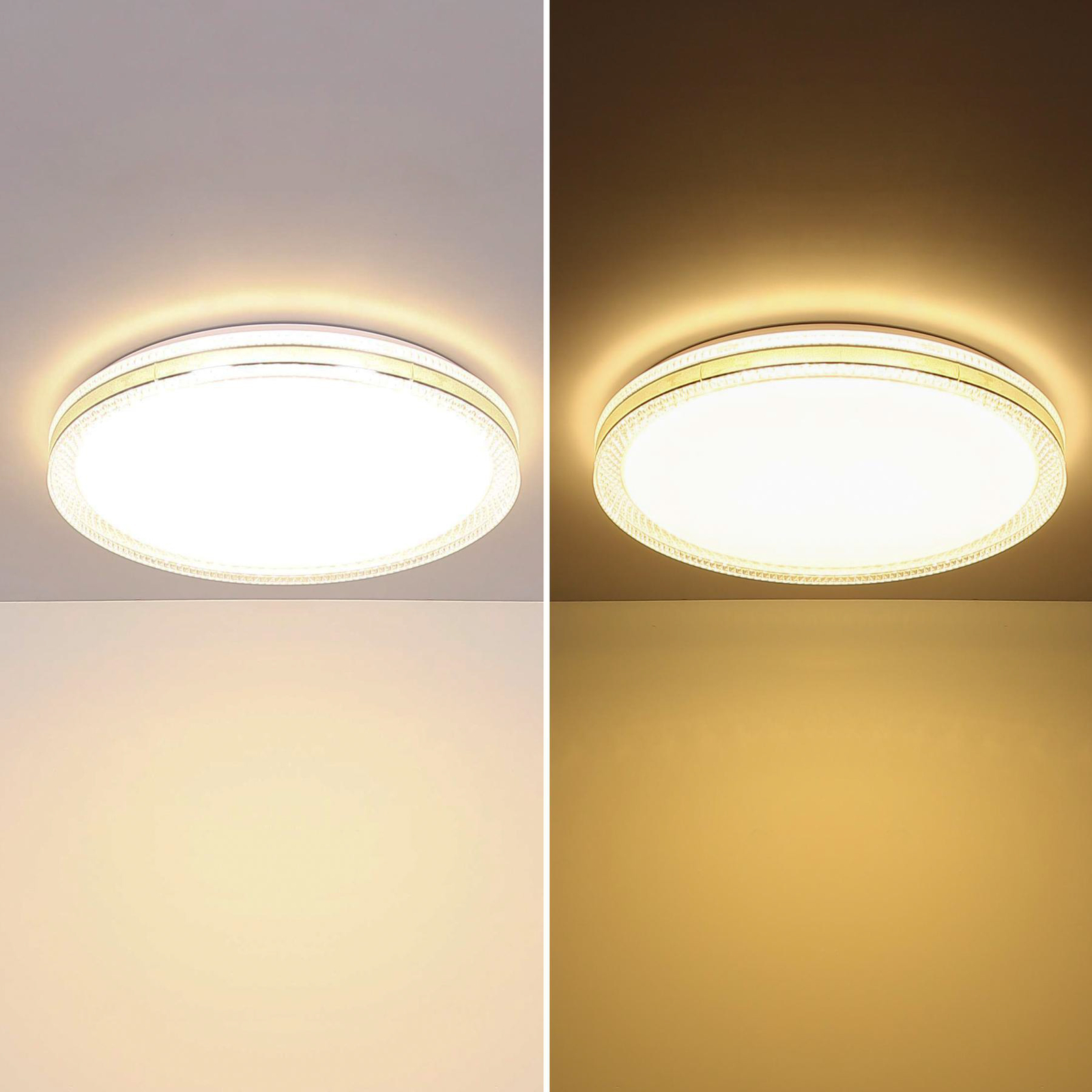 Veleno LED-kattovalaisin, valkoinen, Ø 49 cm, glitter-efekti