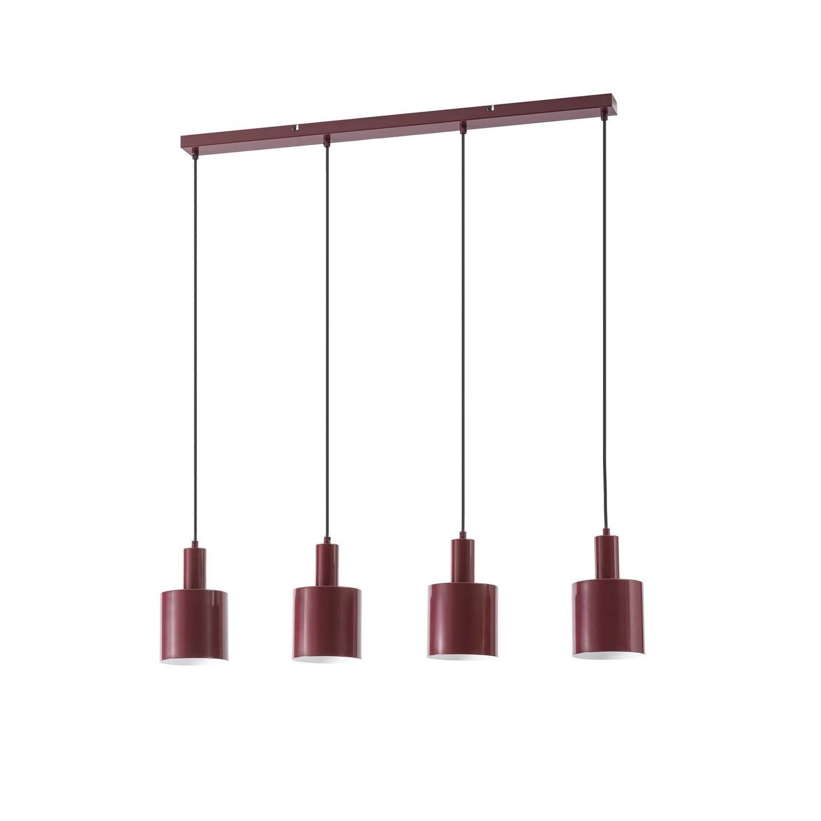 Lindby Hängeleuchte Ovelia, dunkelrot, 4-flg., Metall, E27