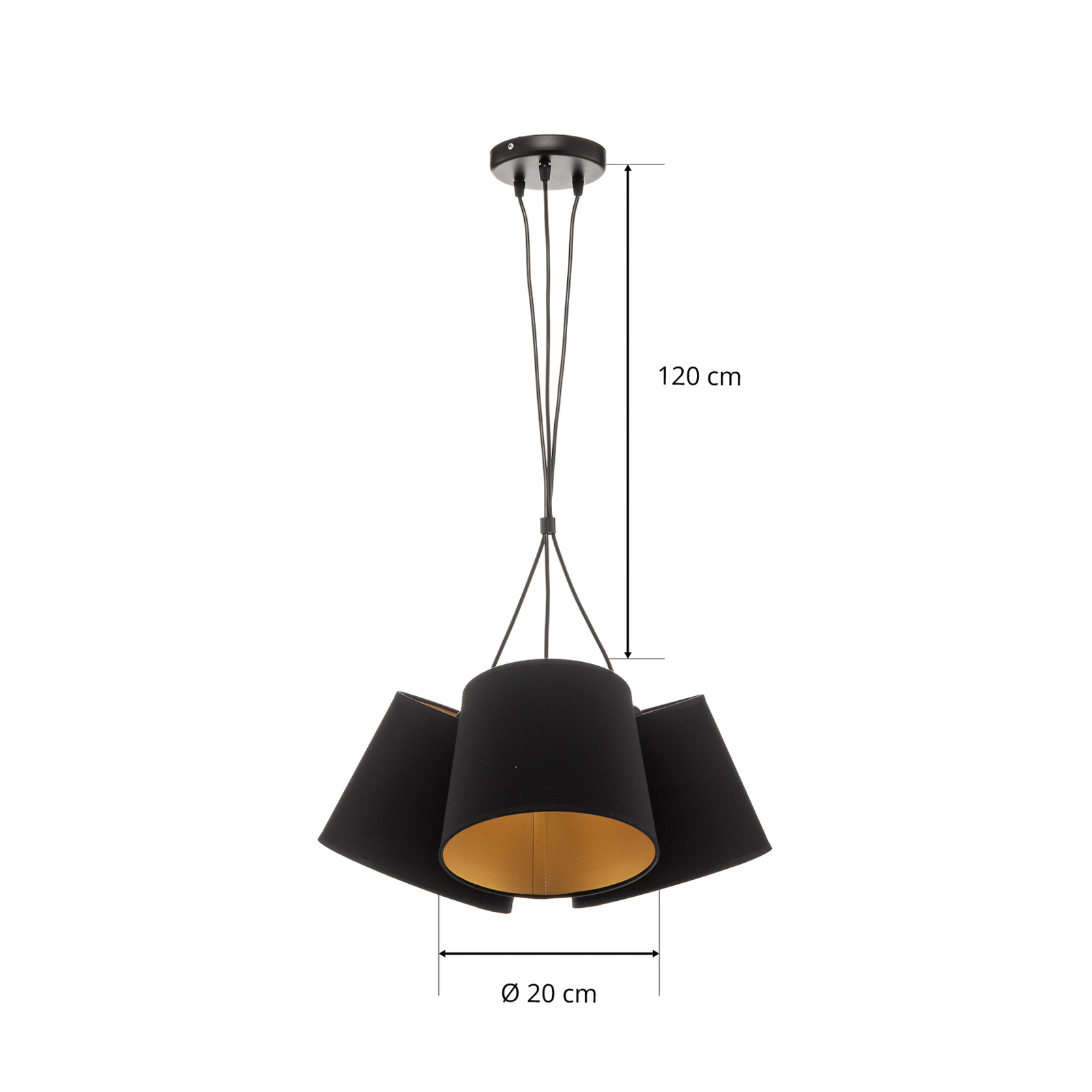 Twiggy pendant light, 3-bulb, black