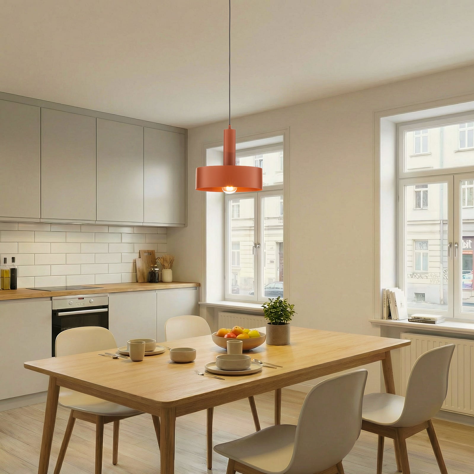 Lampă suspendată Vitrum rotundă, roșie, cilindrică, Ø 27 cm