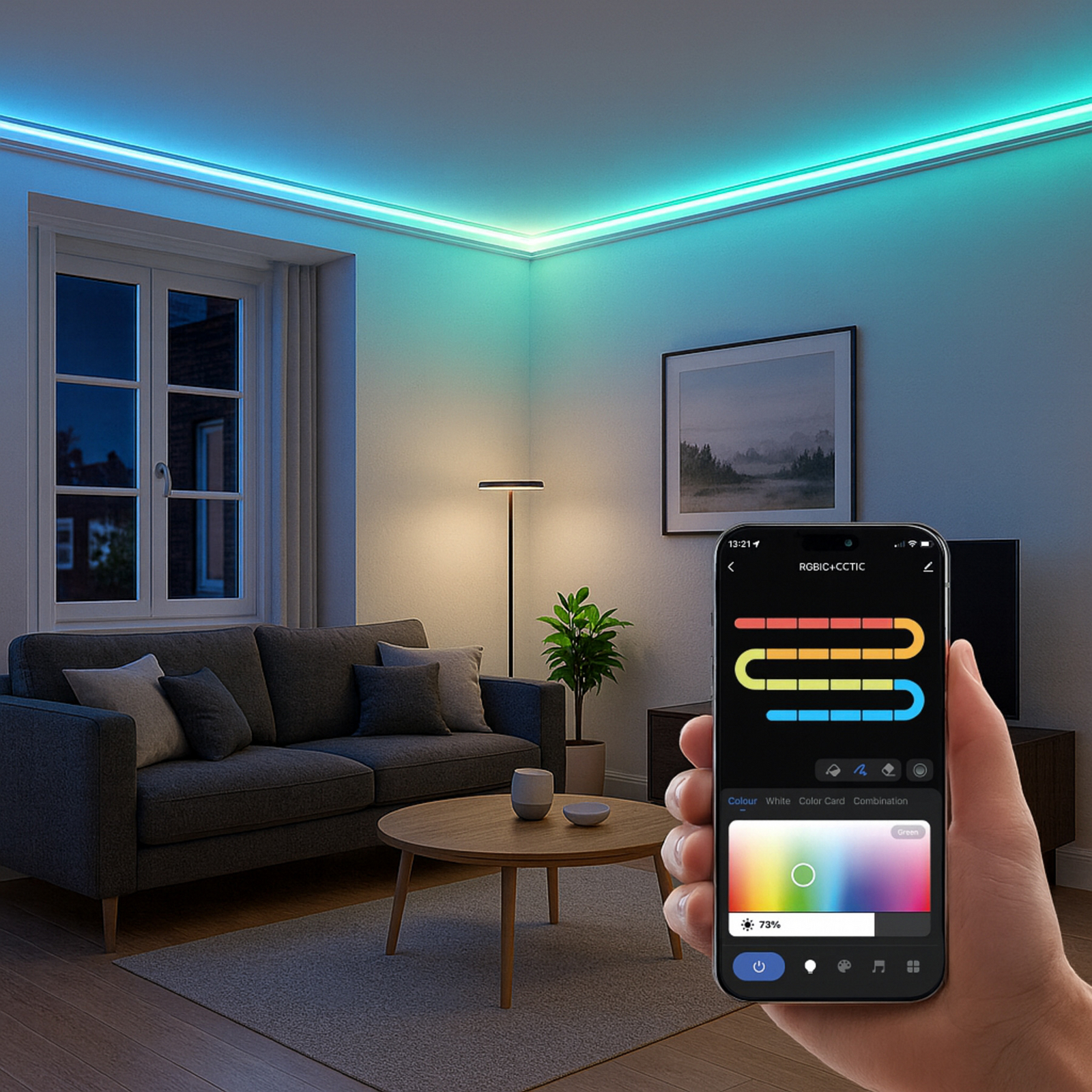 Bandă LED Calex Smart, lungime 20 m, RGB, telecomandă CCT