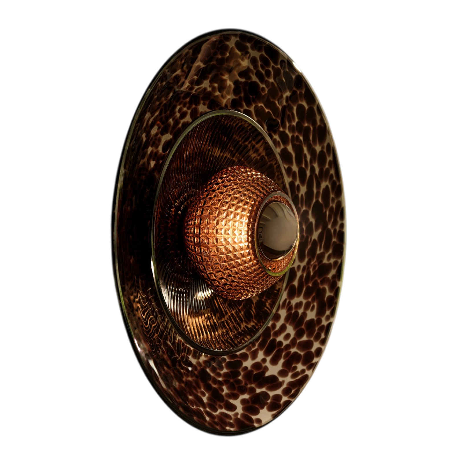 Wandleuchte Disco Rama, braun, Glas, E27