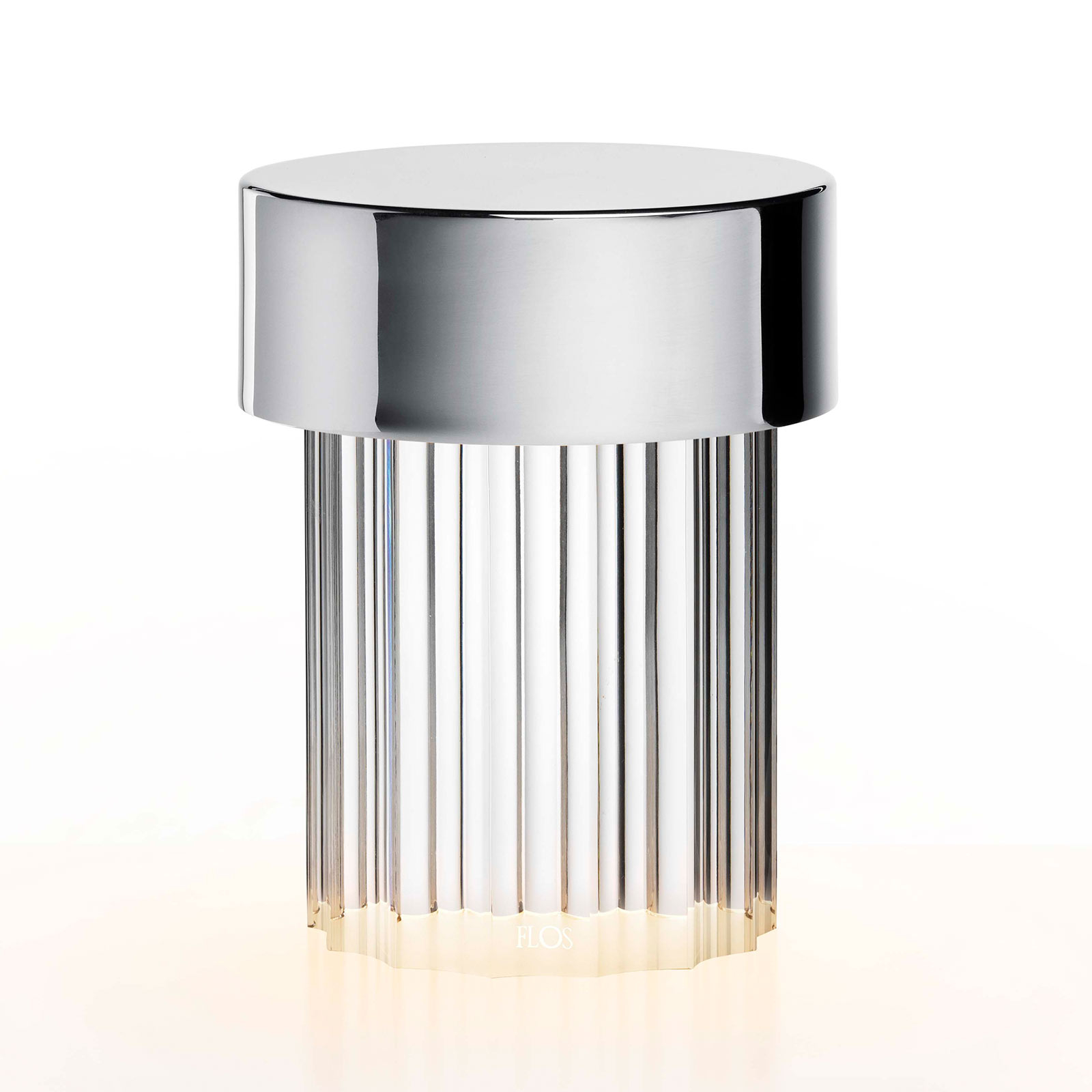 FLOS LED-Akkutischleuchte Last Order, geriffelt, Glas, IP55