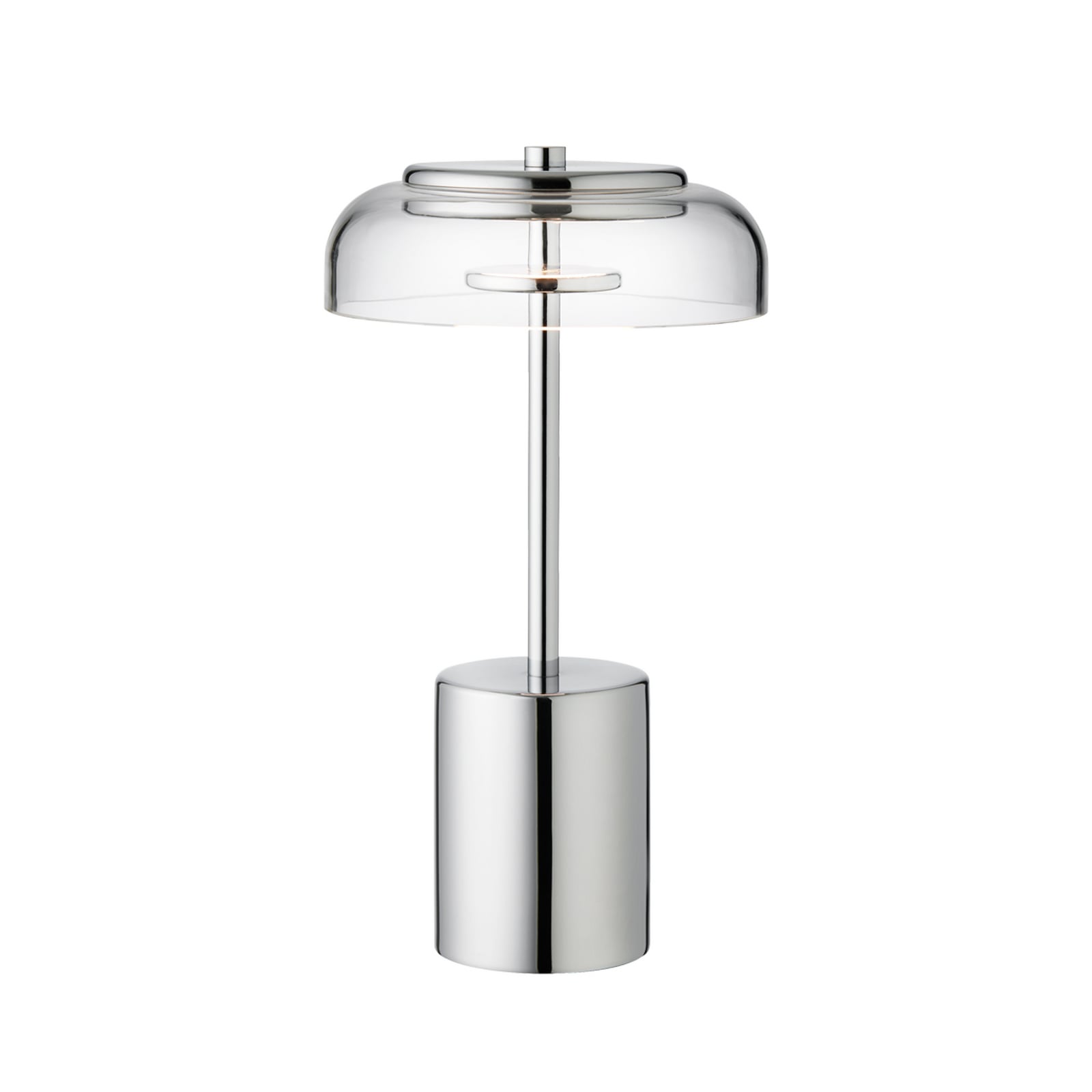 Nuura LED-batteridriven bordslampa Blossi, höjd 26 cm, krom/klar Nuura LED-batteridriven bordslampa Blossi, höjd 26 cm, krom/klar