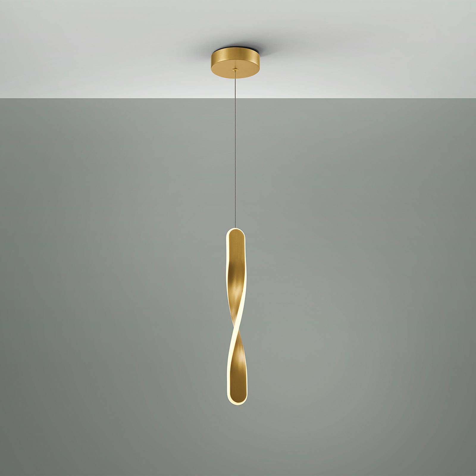 Lampa wisząca LED Twist, 1-punktowa, w kolorze złotym, metalowa