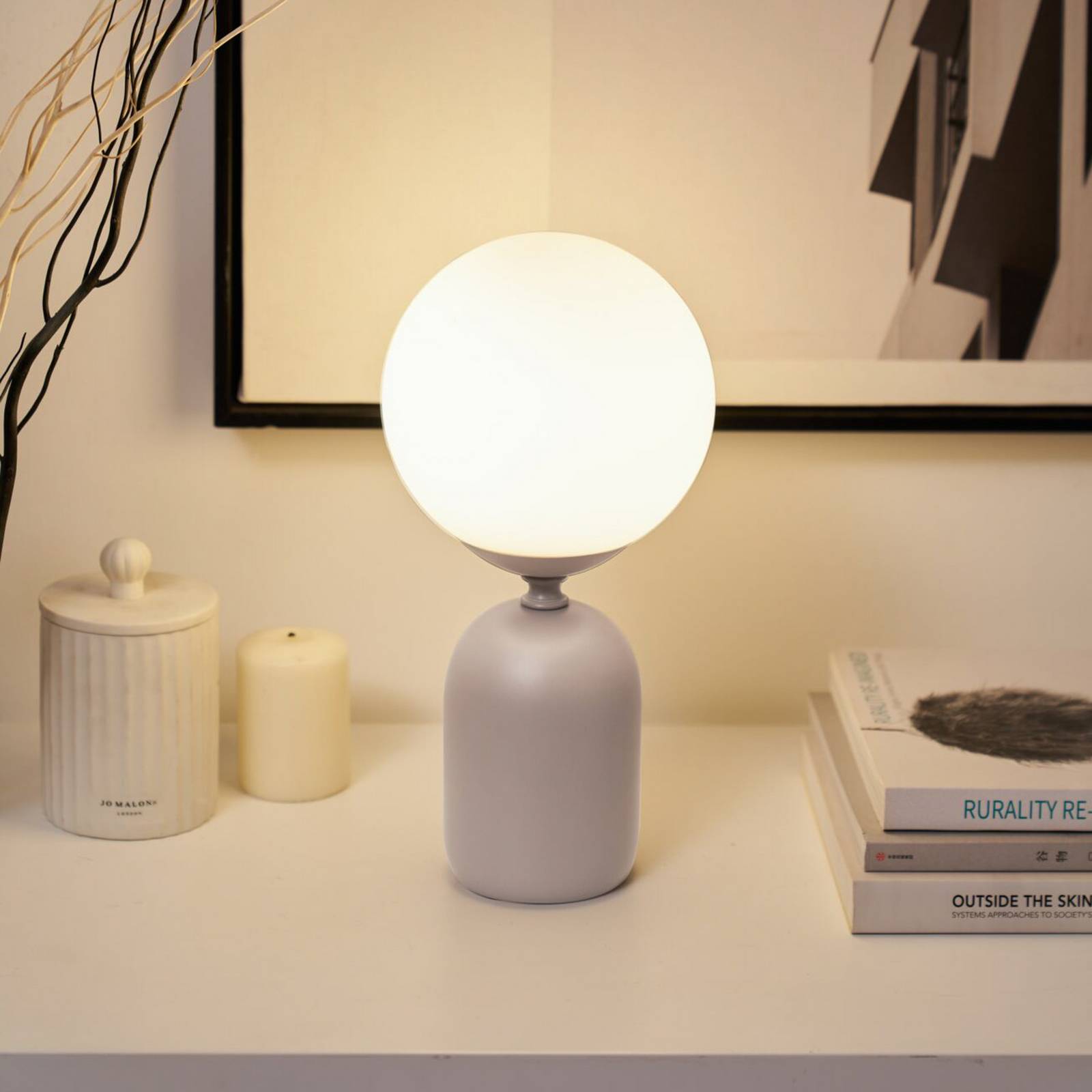Pauleen bordslampa GLOWING CHARM, grå, 30 cm, keramik/glas
