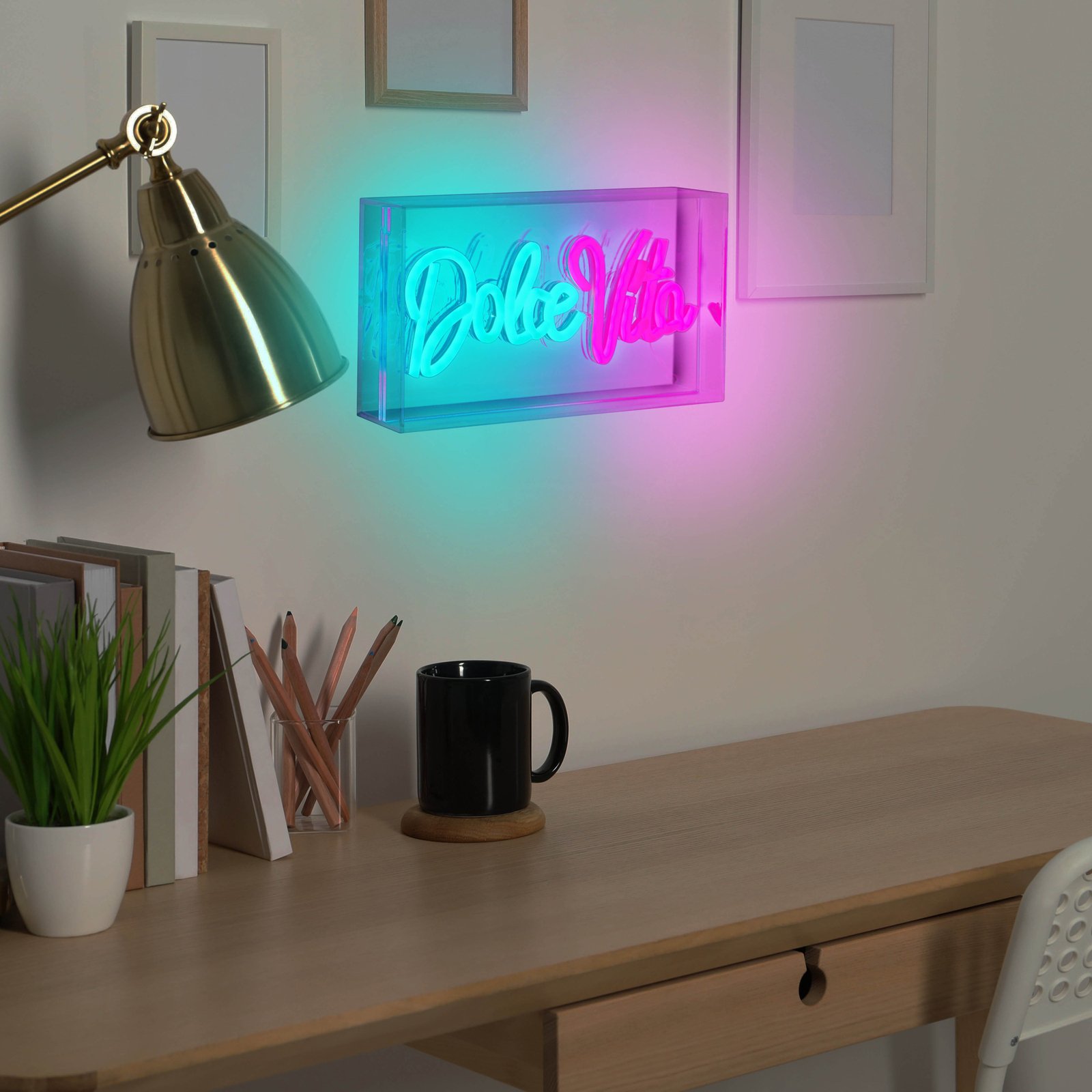 LED-vegglampe Dolce Vita, klar, 30x15 cm, plast USB RGB