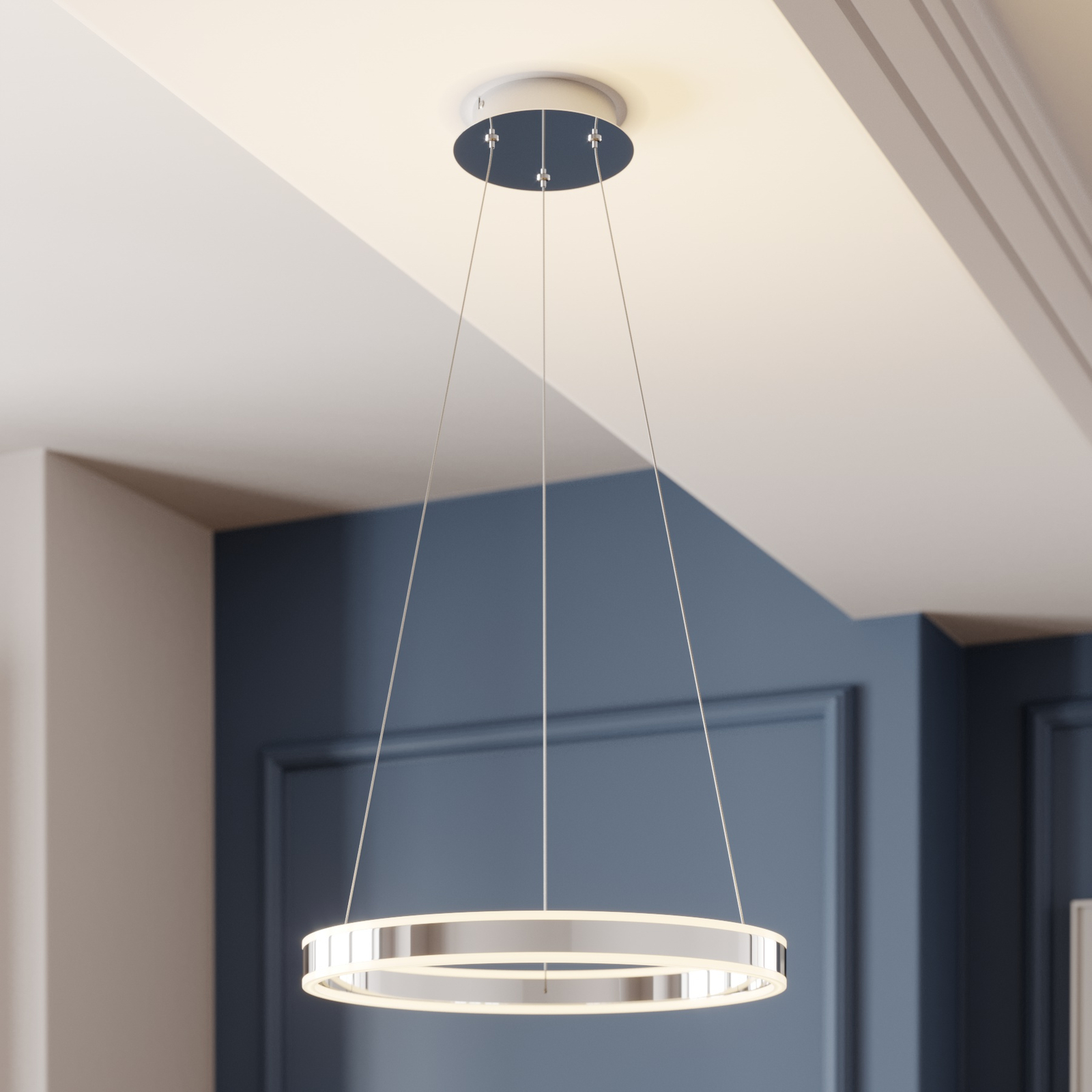 Lampa wisząca LED Lyani chrom, ściemniana, 50 cm