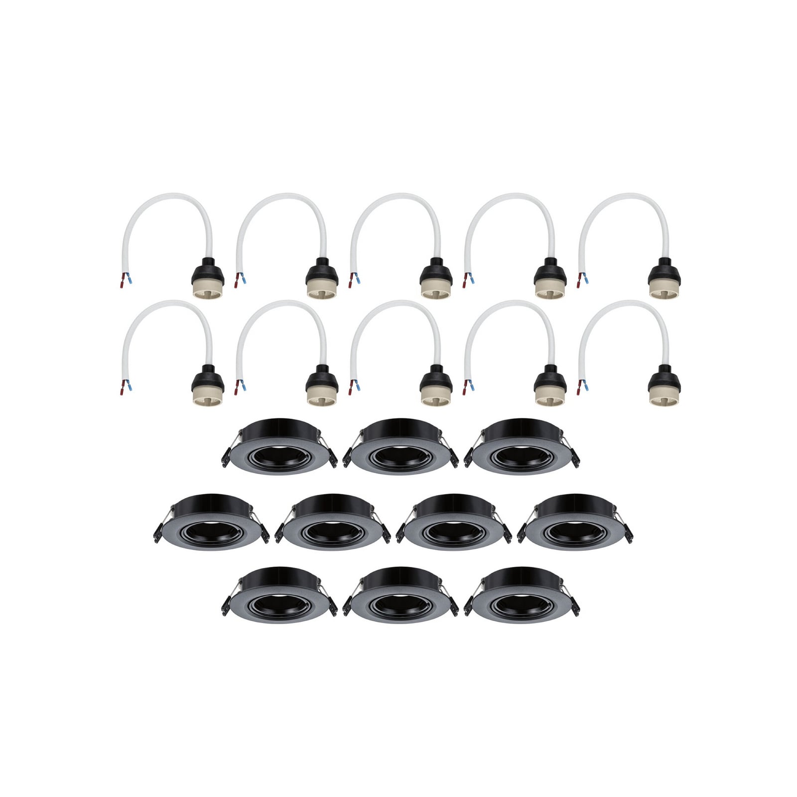 Inbouwspot 92117 zwart Ø9 cm dimbaar 30° draaibaar set van 10 stuks GU10