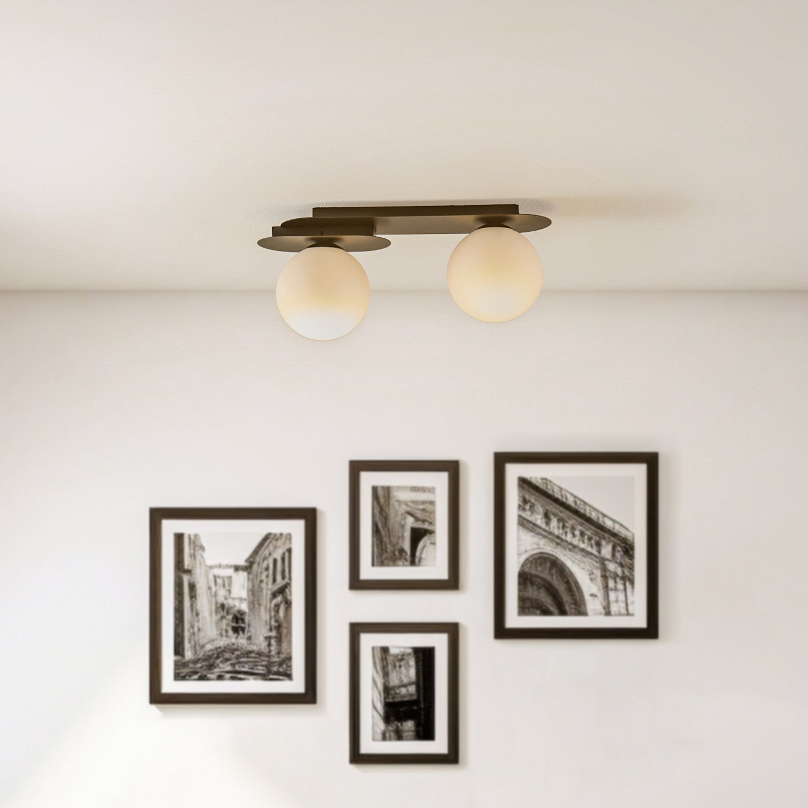EMIBIG LIGHTING Plafonieră Plaza negru/opal 2 becuri - Camera de zi / sufragerie - modern - negru opal - Metal